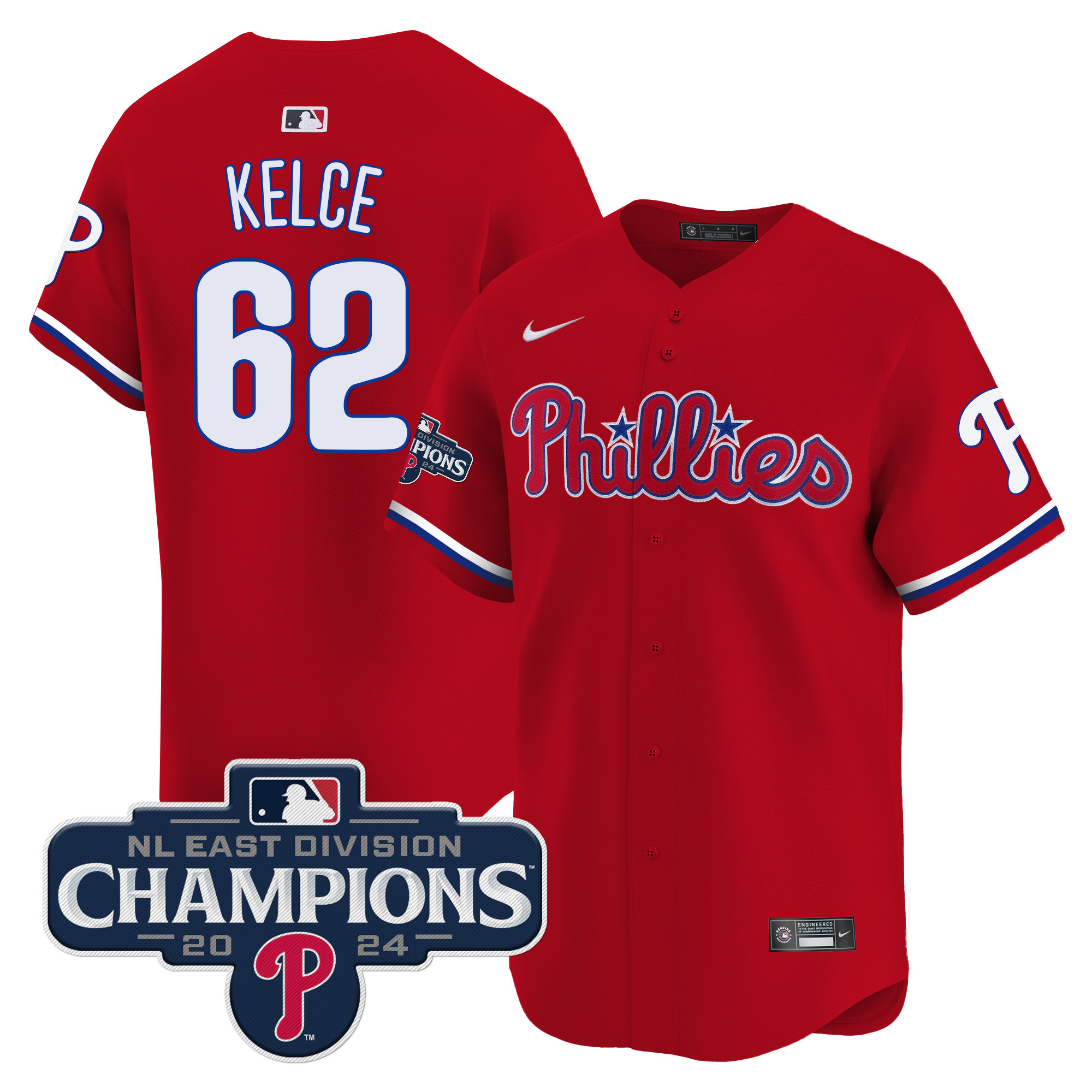 Men's Phillies 2024 NL East Division Champions Gold Vapor Premier Limited Jersey - All Stitched - Image 26