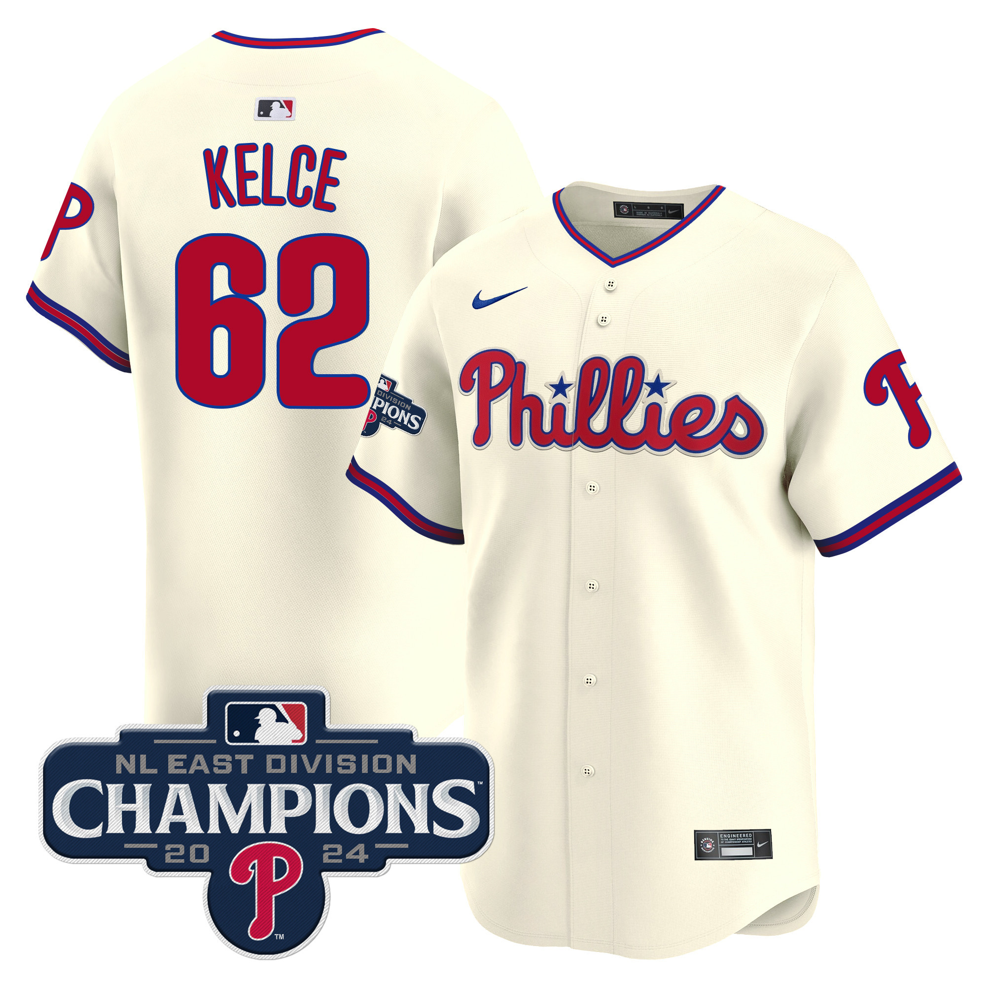 Men's Phillies 2024 NL East Division Champions Gold Vapor Premier Limited Jersey - All Stitched - Image 44