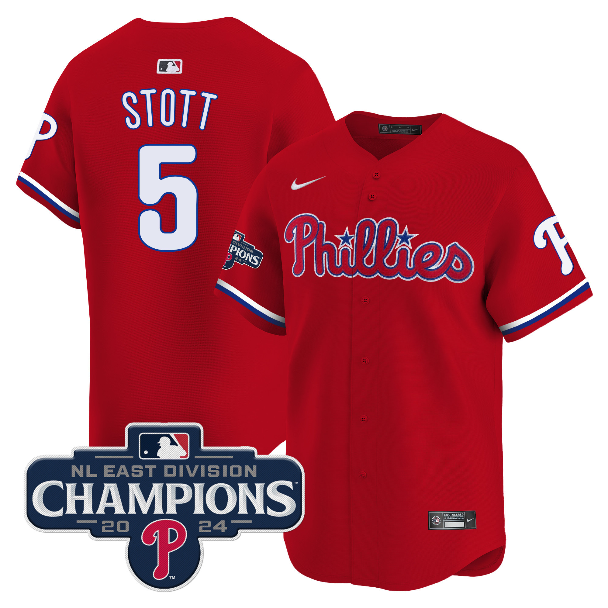 Men's Phillies 2024 NL East Division Champions Gold Vapor Premier Limited Jersey - All Stitched - Image 24