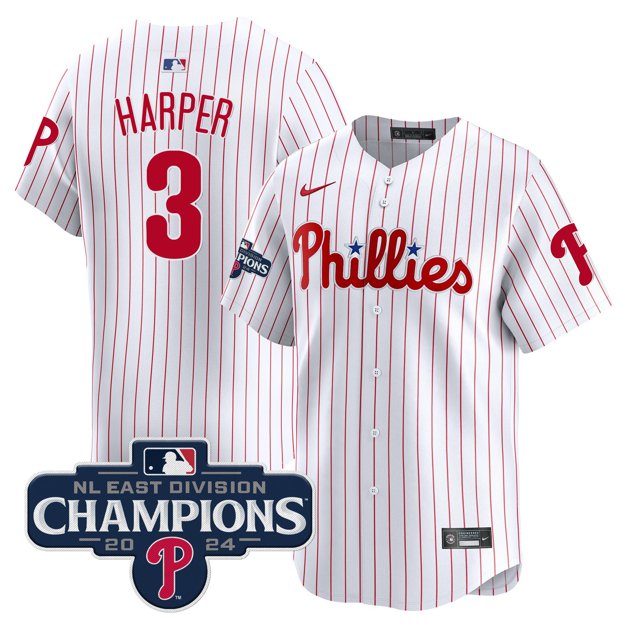 Men's Phillies 2024 NL East Division Champions Gold Vapor Premier Limited Jersey - All Stitched - Image 28