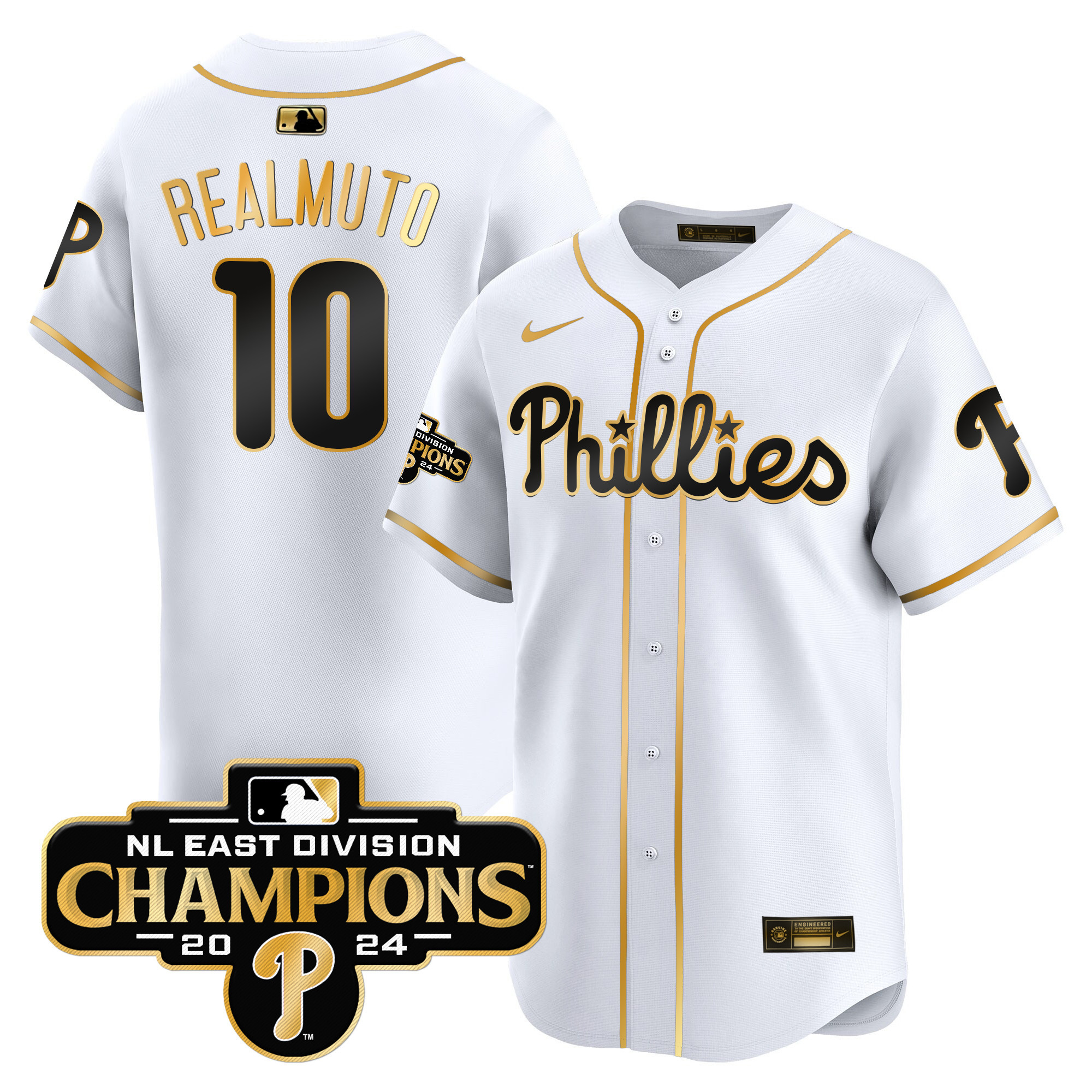 Men's Phillies 2024 NL East Division Champions Gold Vapor Premier Limited Jersey - All Stitched - Image 16