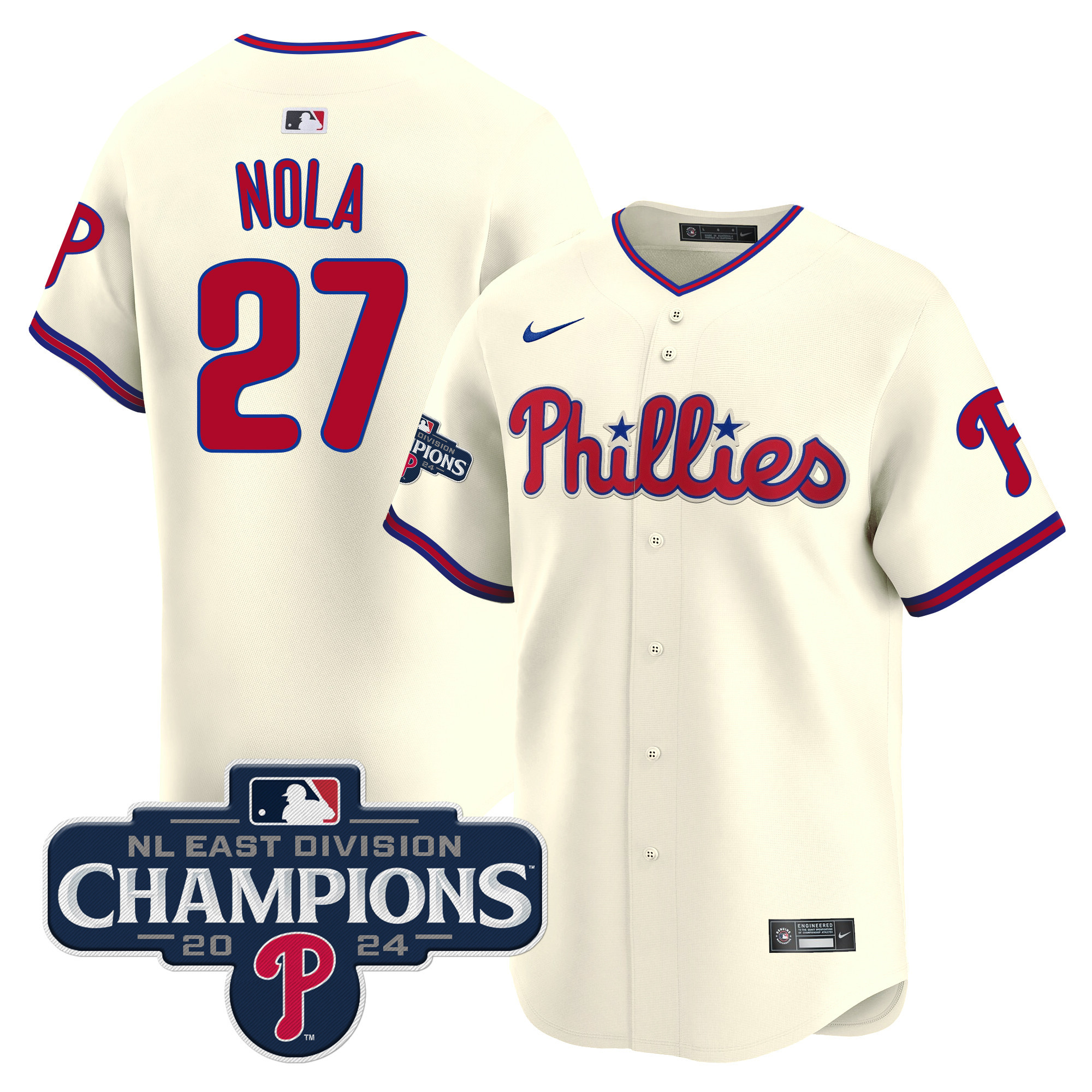 Men's Phillies 2024 NL East Division Champions Gold Vapor Premier Limited Jersey - All Stitched - Image 38