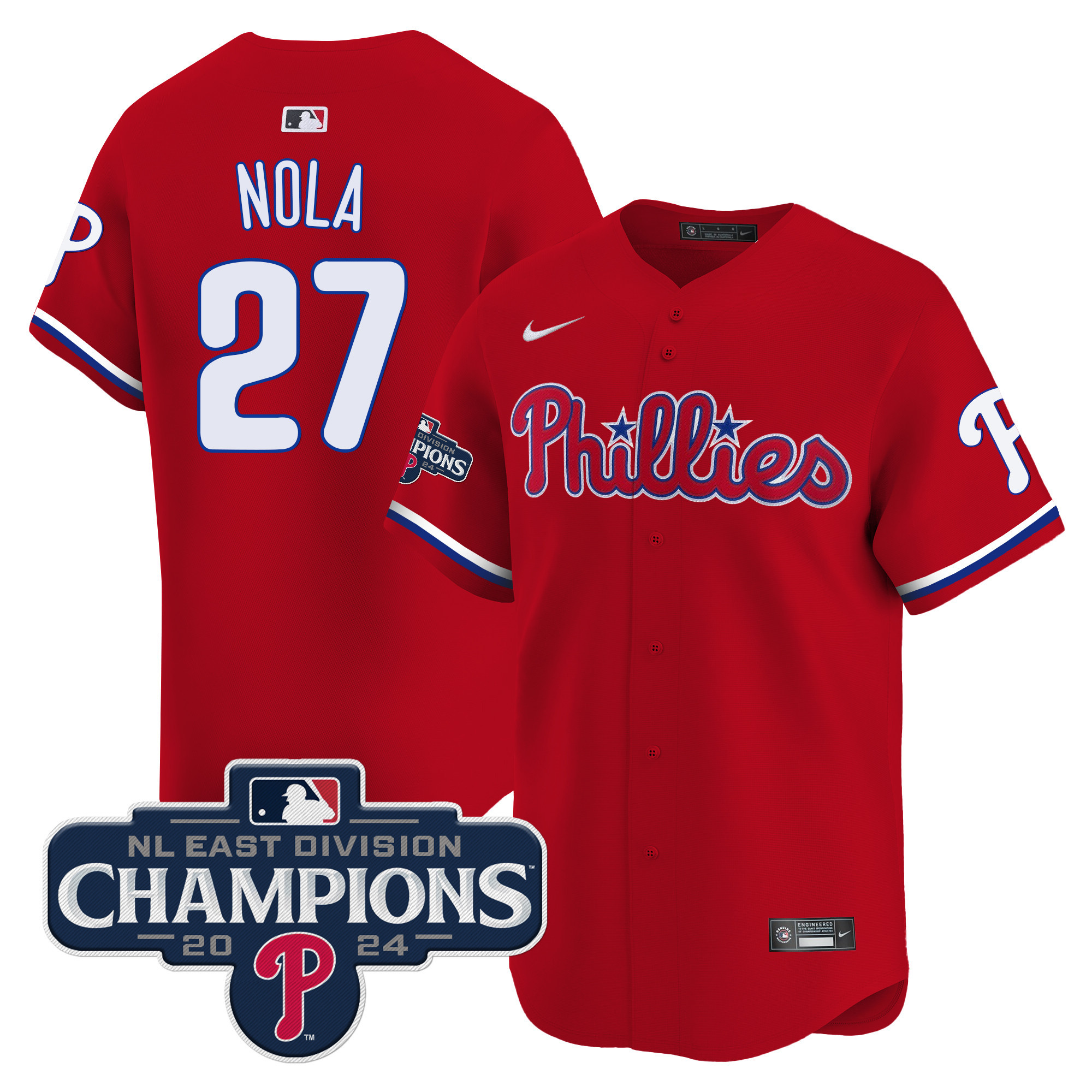 Men's Phillies 2024 NL East Division Champions Gold Vapor Premier Limited Jersey - All Stitched - Image 20