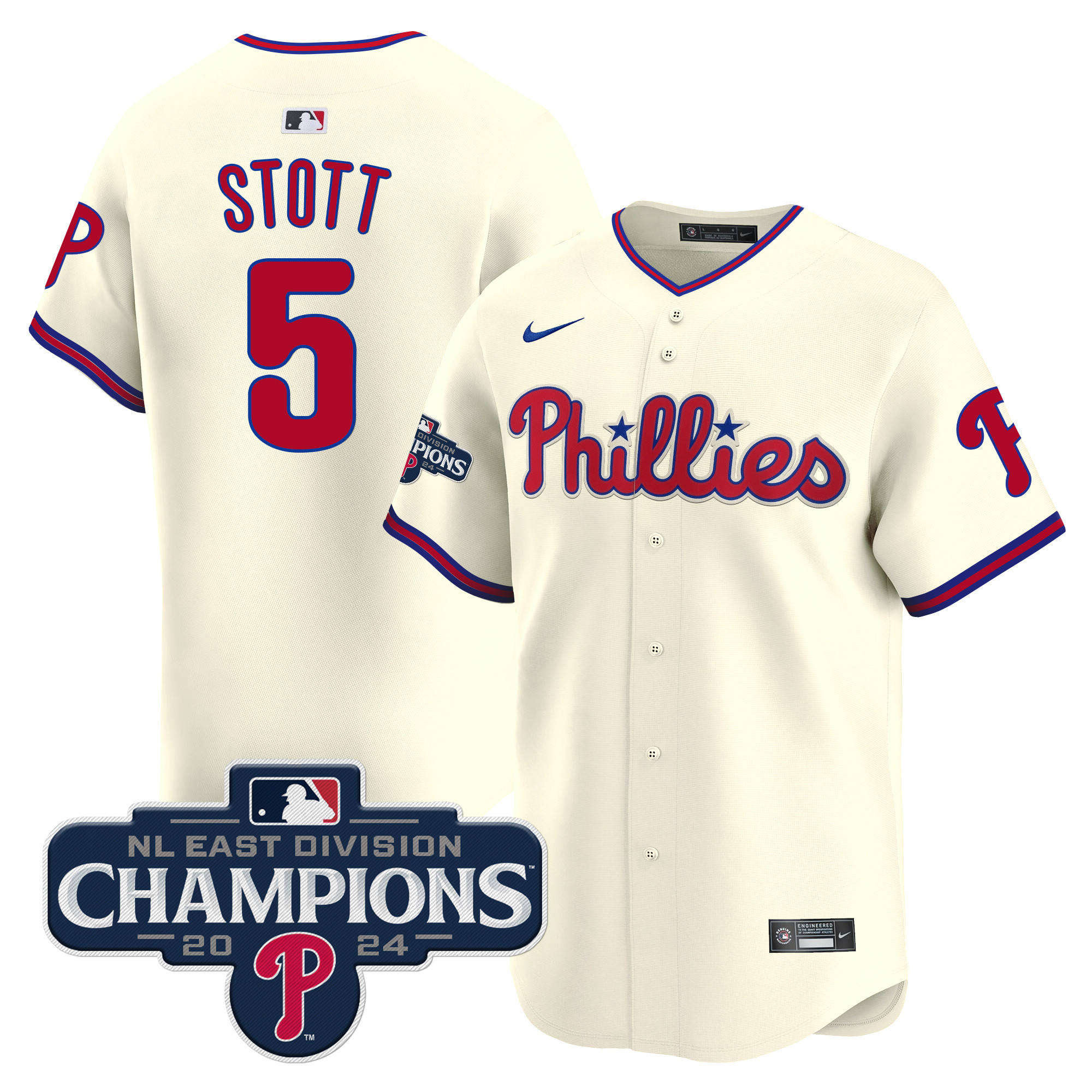 Men's Phillies 2024 NL East Division Champions Gold Vapor Premier Limited Jersey - All Stitched - Image 42