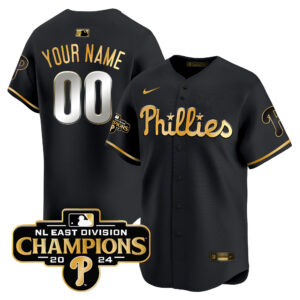 Phillies 2024 NL East Division Champions Gold Vapor Premier Limited Custom Jersey - All Stitched