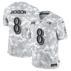 Lamar Jackson Baltimore Ravens 2024 Salute to Service Vapor Limited Jersey - Arctic Camo - All Stitched