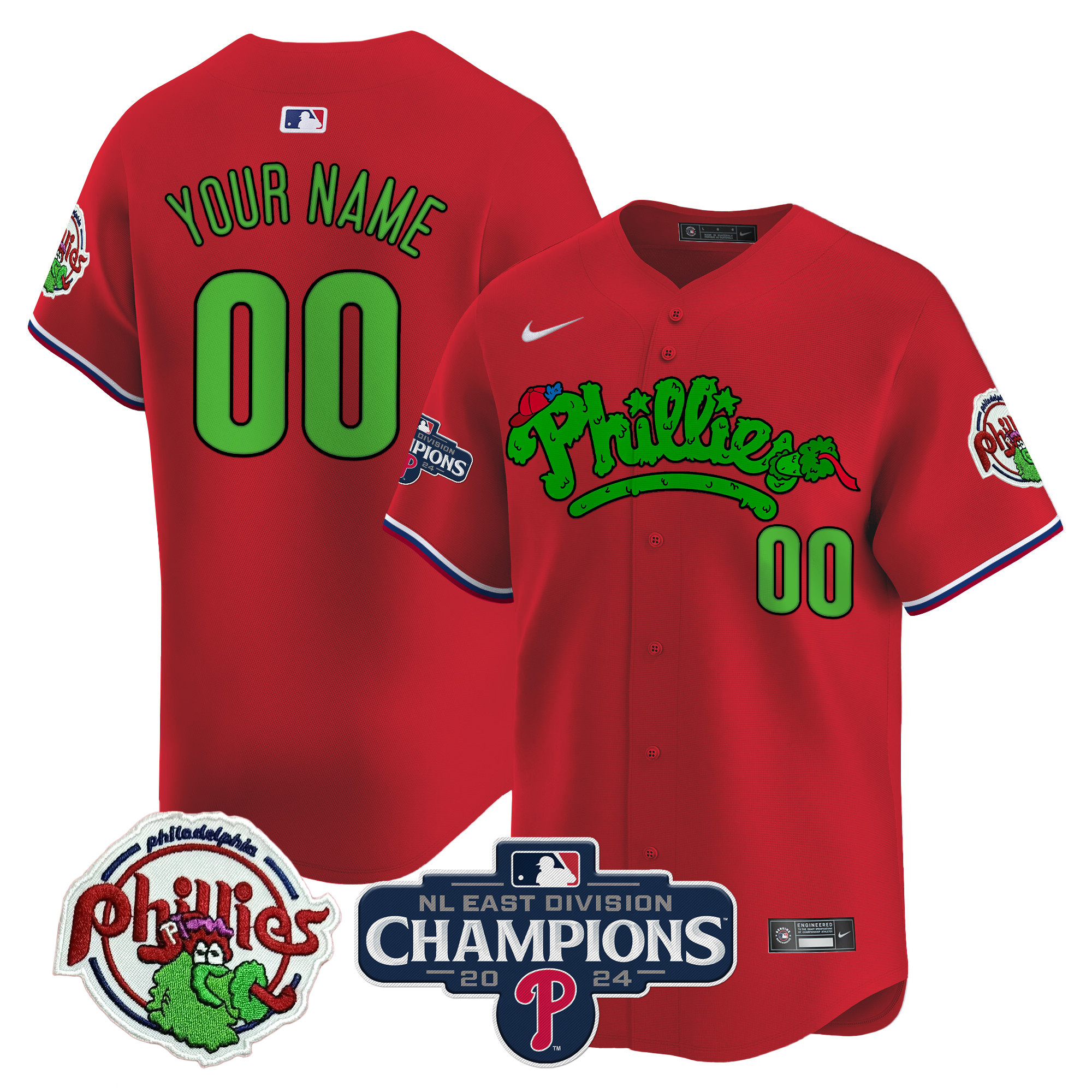Phillies Phanatic 2024 NL East Division Champions Vapor Premier Limited Custom Jersey - All Stitched - Image 5