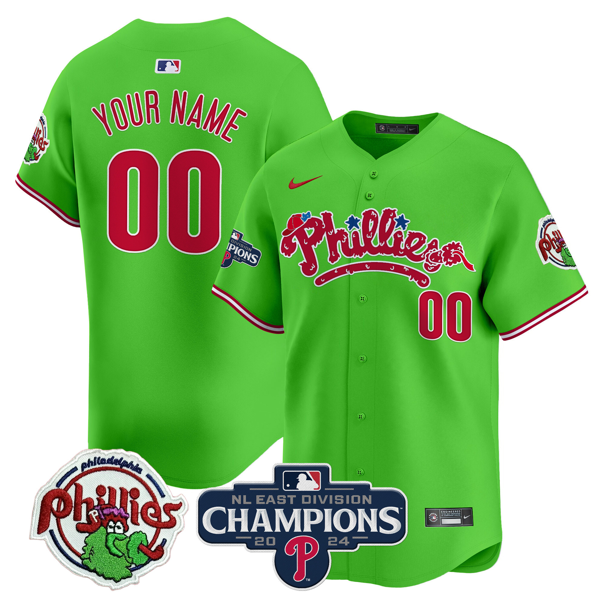 Phillies Phanatic 2024 NL East Division Champions Vapor Premier Limited Custom Jersey - All Stitched - Image 2