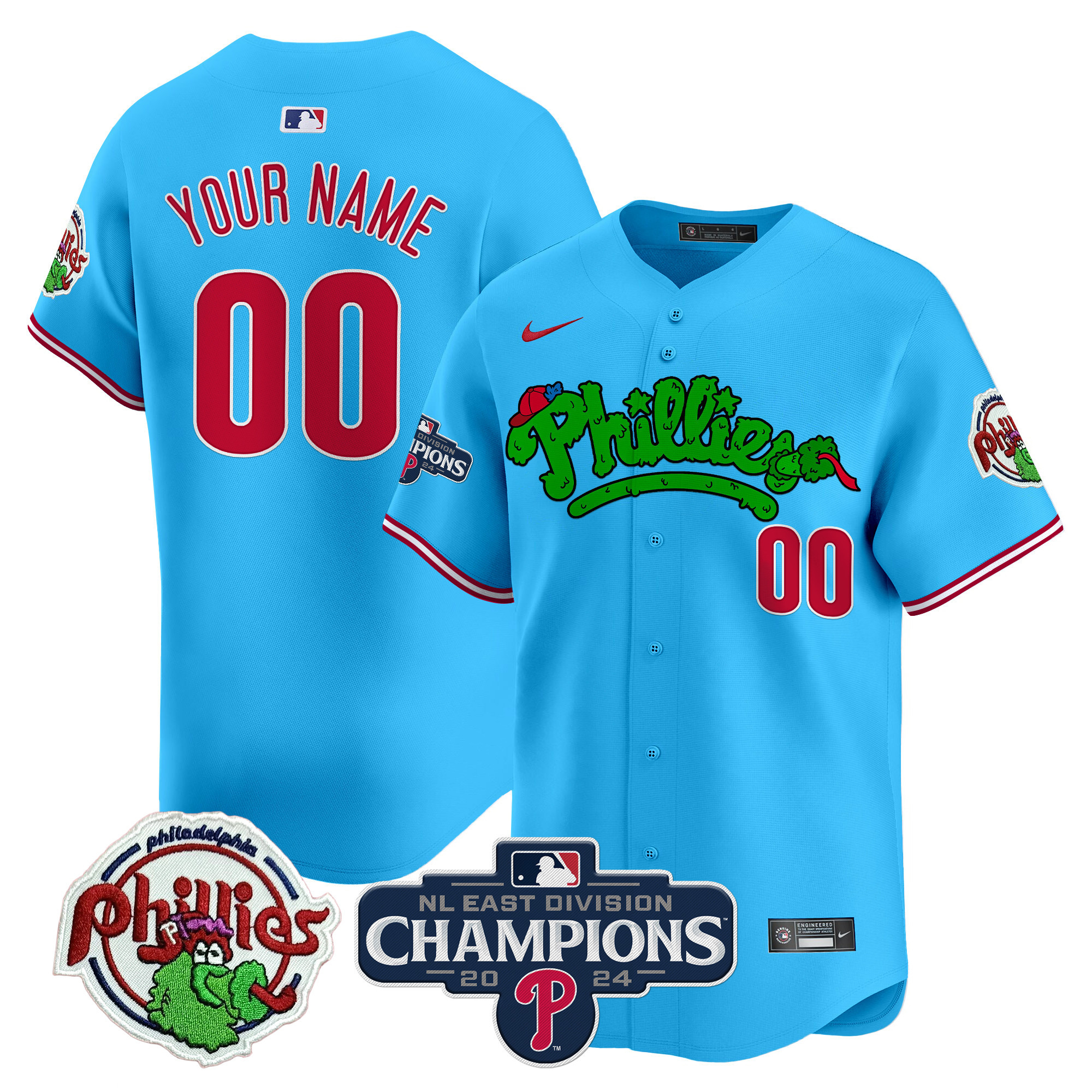 Phillies Phanatic 2024 NL East Division Champions Vapor Premier Limited Custom Jersey - All Stitched - Image 6