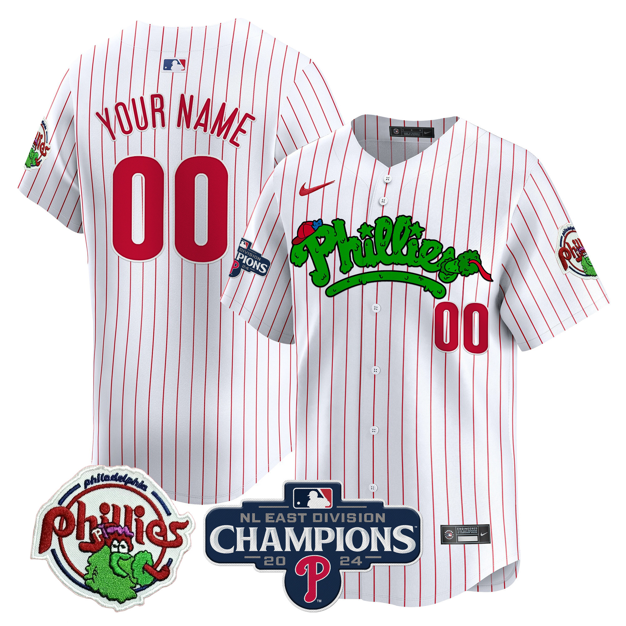 Phillies Phanatic 2024 NL East Division Champions Vapor Premier Limited Custom Jersey - All Stitched - Image 4
