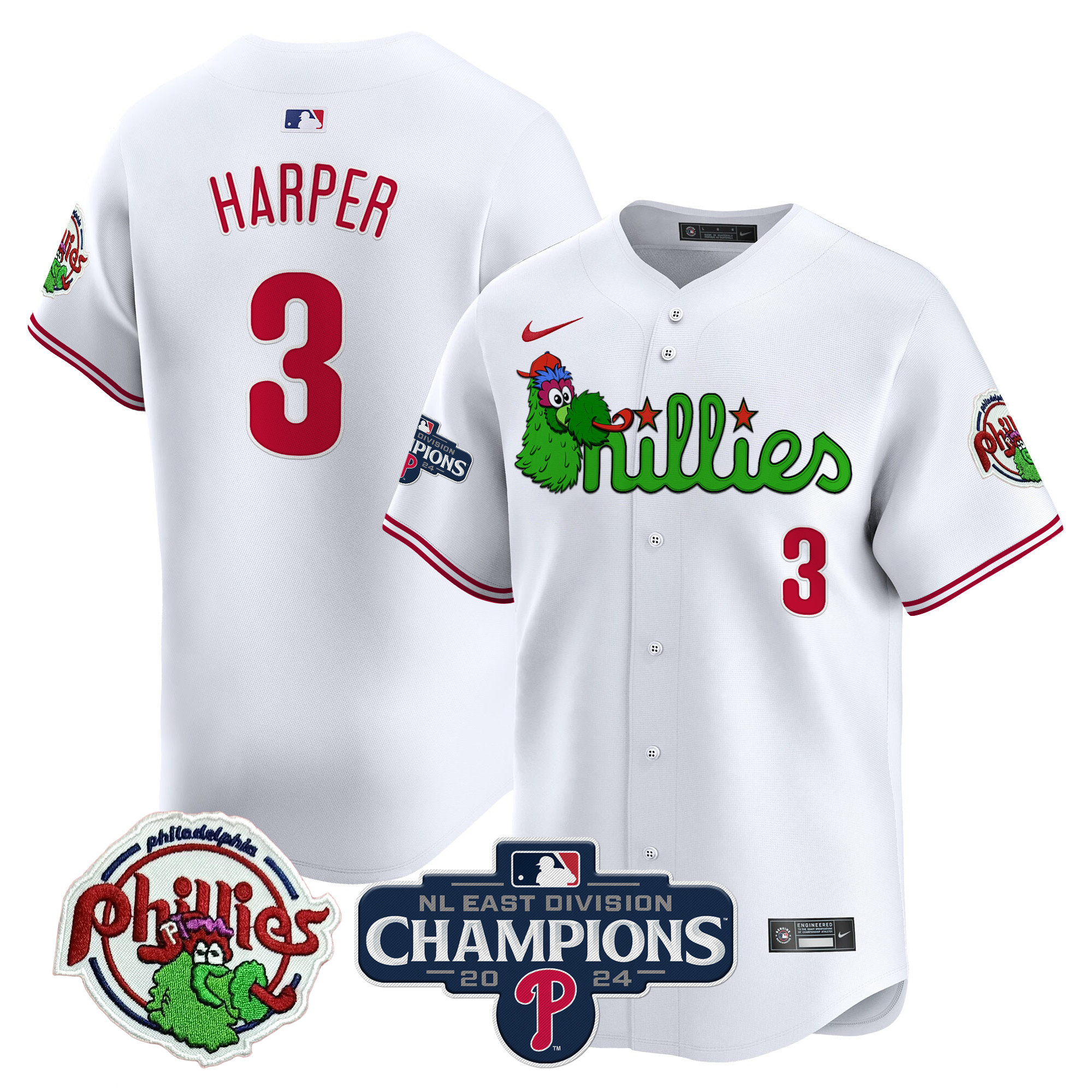 Men's Phillies Phanatic 2024 NL East Division Champions Vapor Premier Limited Jersey V2 - All Stitched