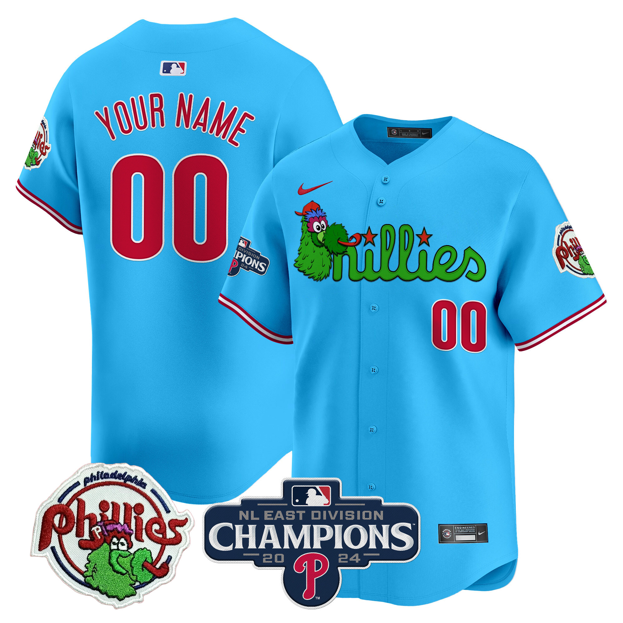 Phillies Phanatic 2024 NL East Division Champions Vapor Premier Limited Custom Jersey V2 - All Stitched - Image 6