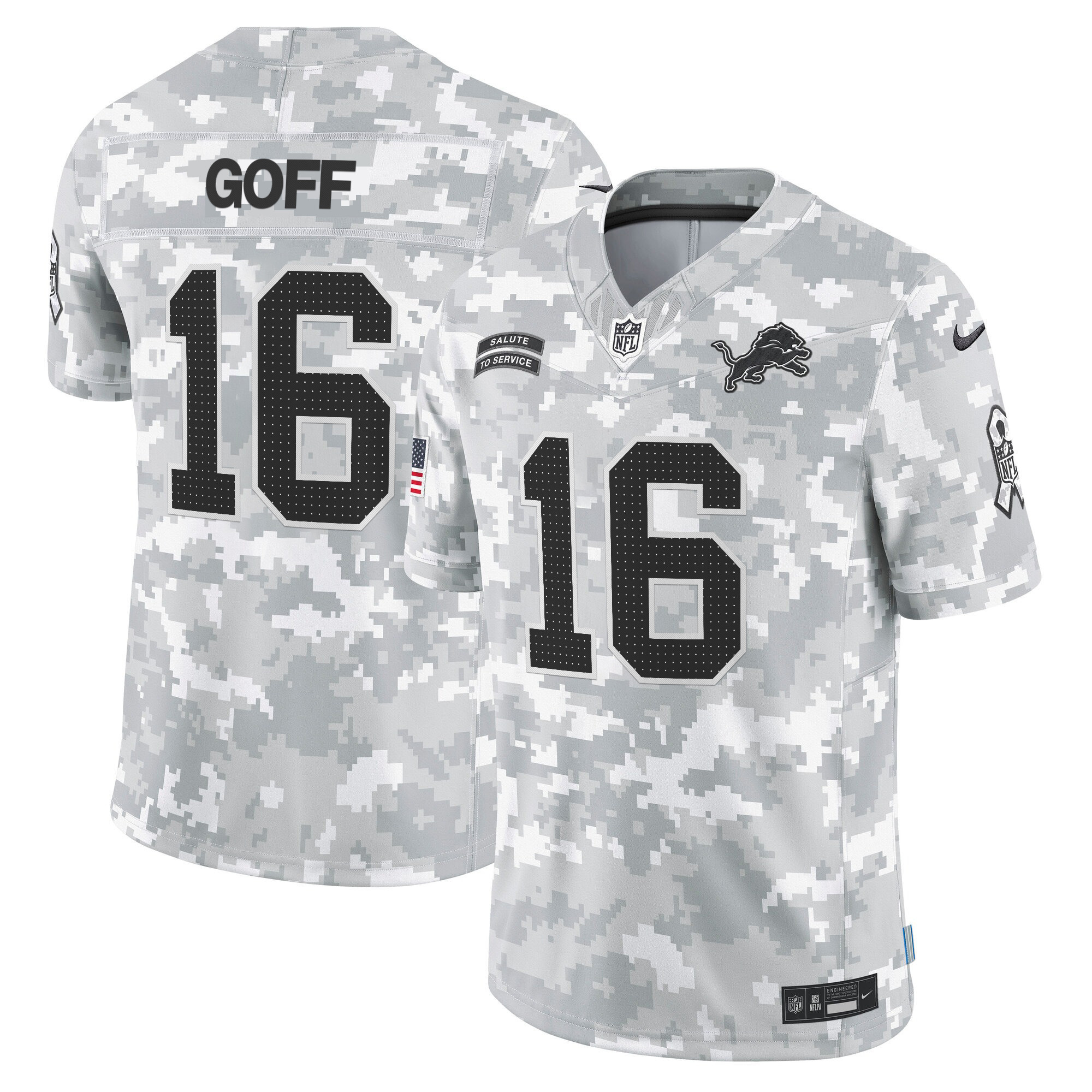 Detroit Lions 2024 Salute to Service Vapor Limited Jersey - Arctic Camo - All Stitched - Image 2