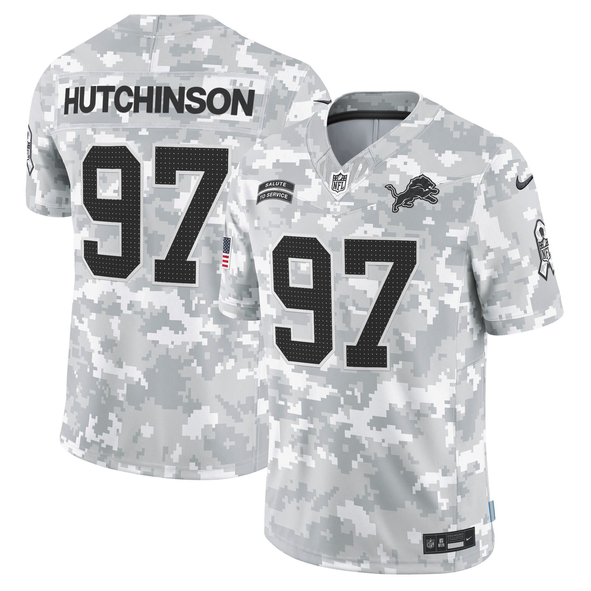 Detroit Lions 2024 Salute to Service Vapor Limited Jersey - Arctic Camo - All Stitched