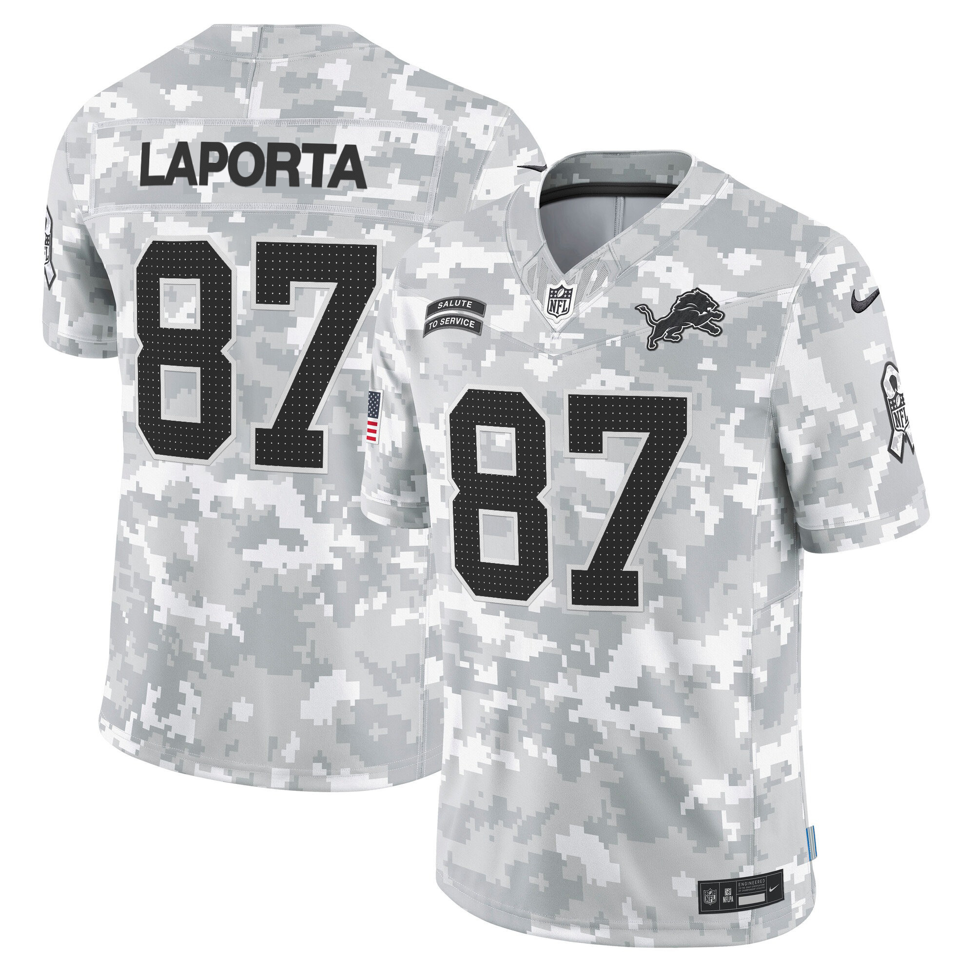 Detroit Lions 2024 Salute to Service Vapor Limited Jersey - Arctic Camo - All Stitched - Image 6