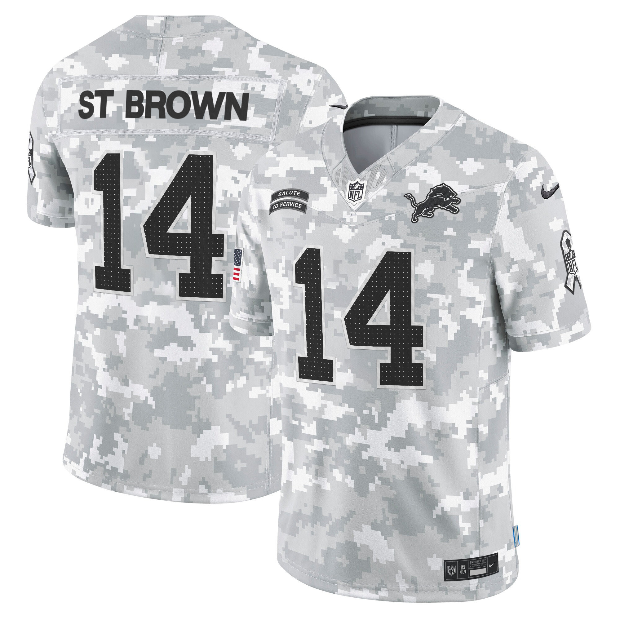 Detroit Lions 2024 Salute to Service Vapor Limited Jersey - Arctic Camo - All Stitched - Image 3