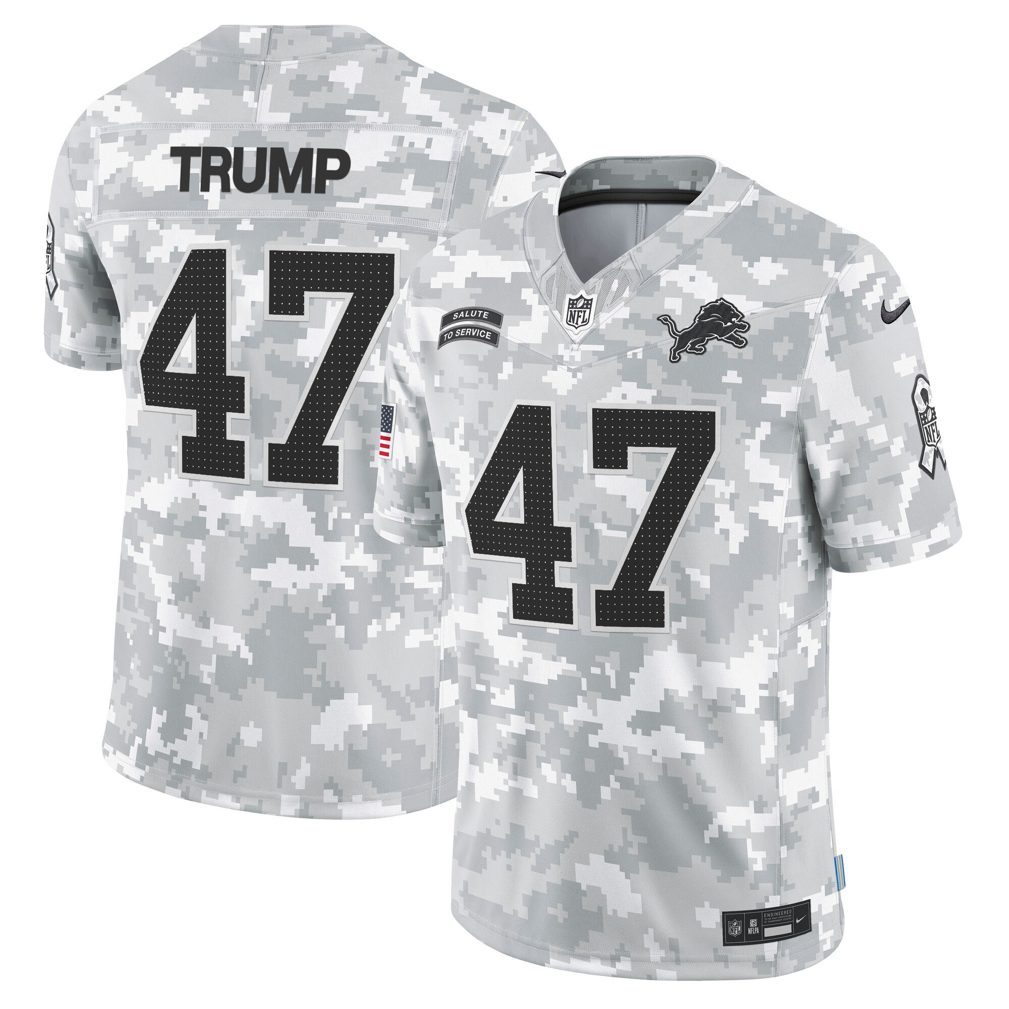 Detroit Lions 2024 Salute to Service Vapor Limited Jersey - Arctic Camo - All Stitched - Image 8