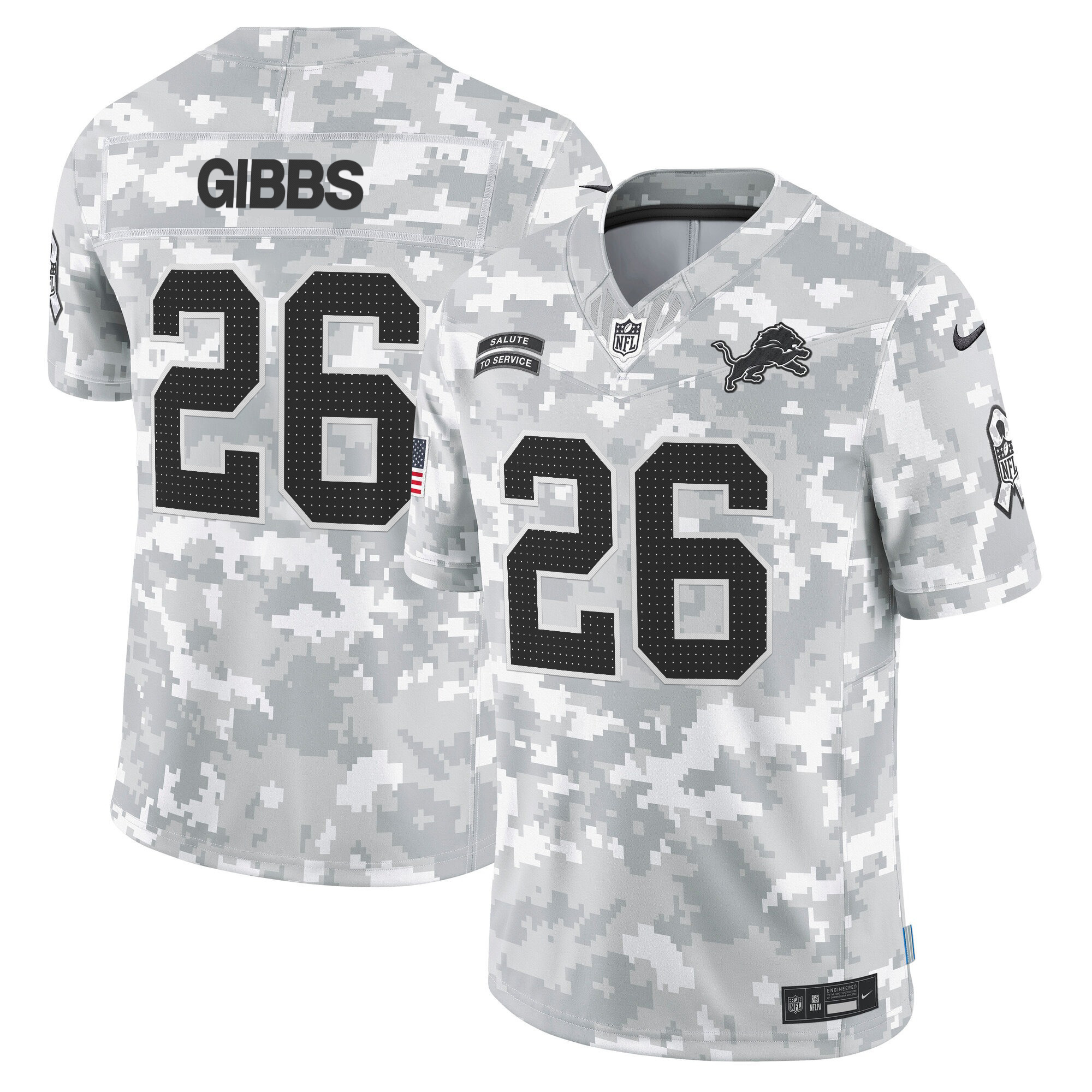 Detroit Lions 2024 Salute to Service Vapor Limited Jersey - Arctic Camo - All Stitched - Image 7