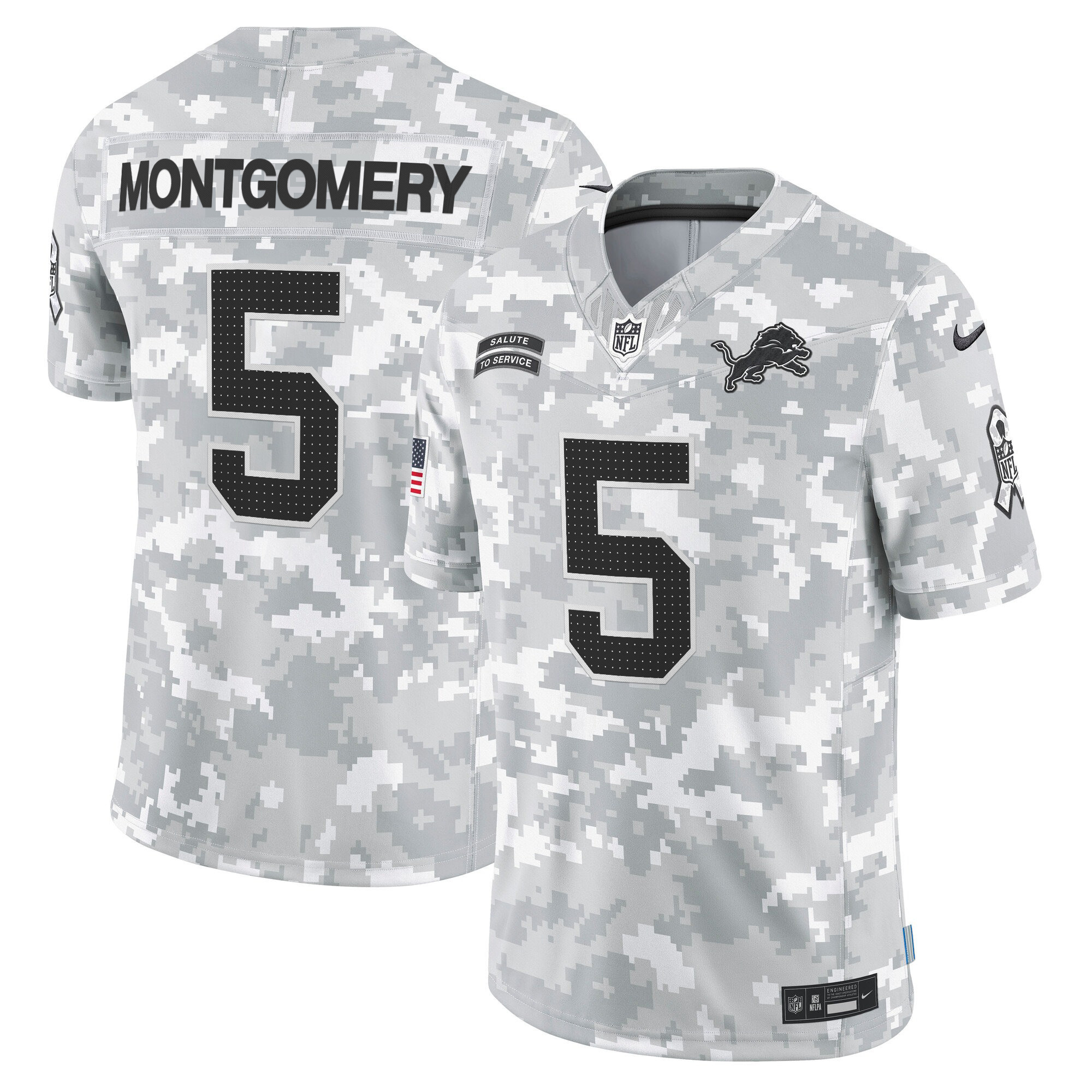 Detroit Lions 2024 Salute to Service Vapor Limited Jersey - Arctic Camo - All Stitched - Image 4