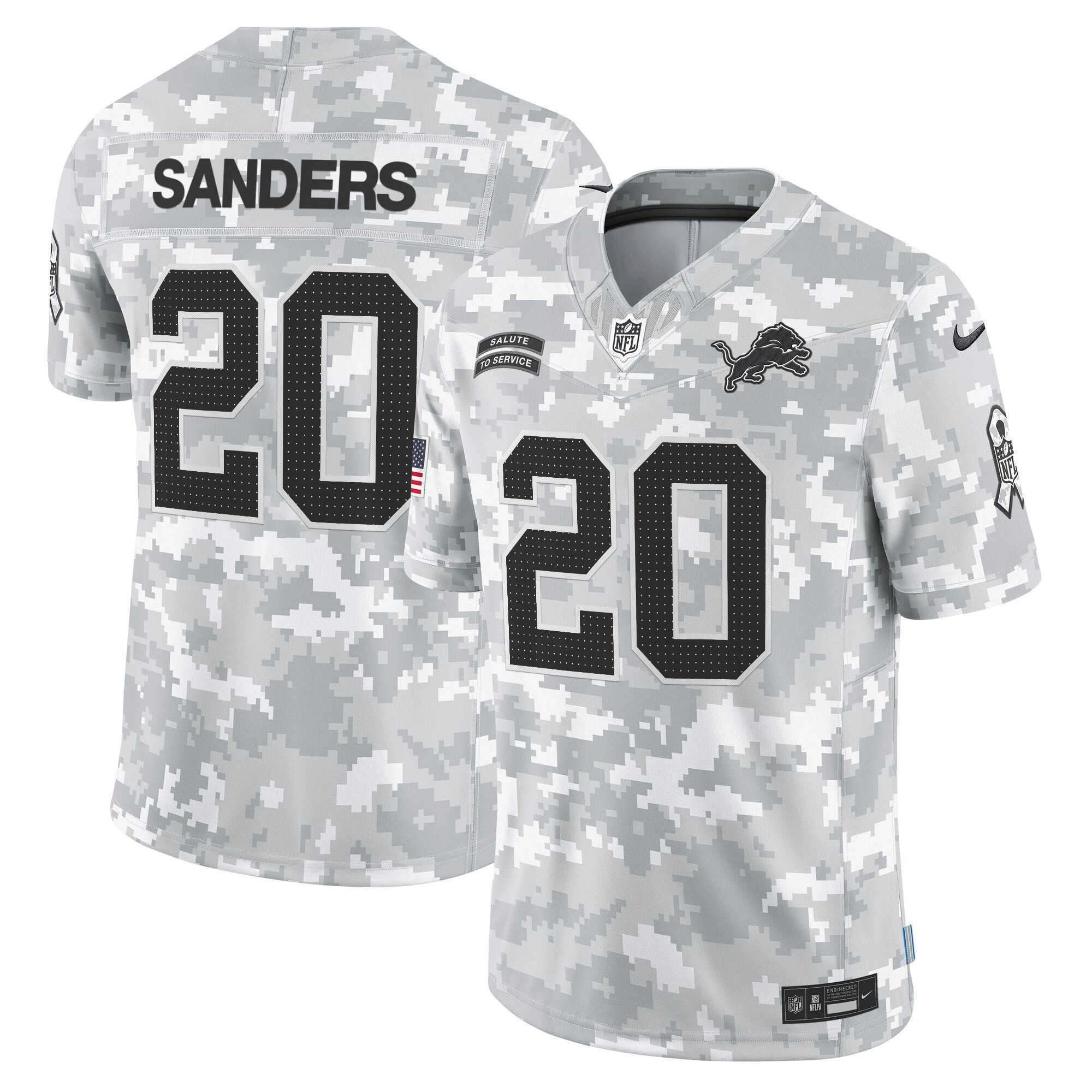 Detroit Lions 2024 Salute to Service Vapor Limited Jersey - Arctic Camo - All Stitched - Image 5