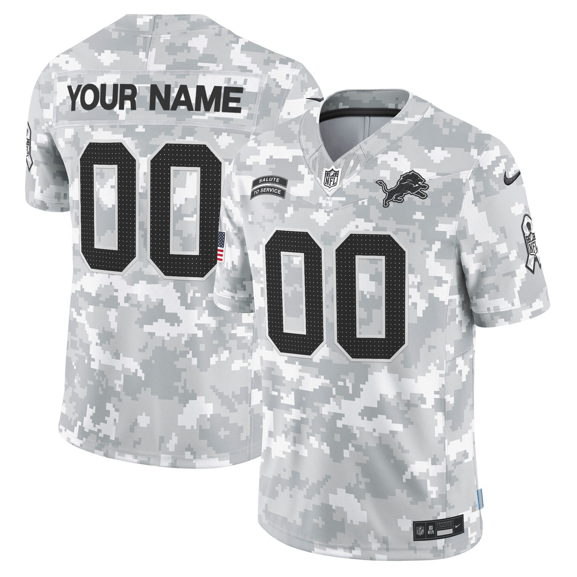 Detroit Lions 2024 Salute to Service Vapor Limited Custom Jersey - Arctic Camo - All Stitched