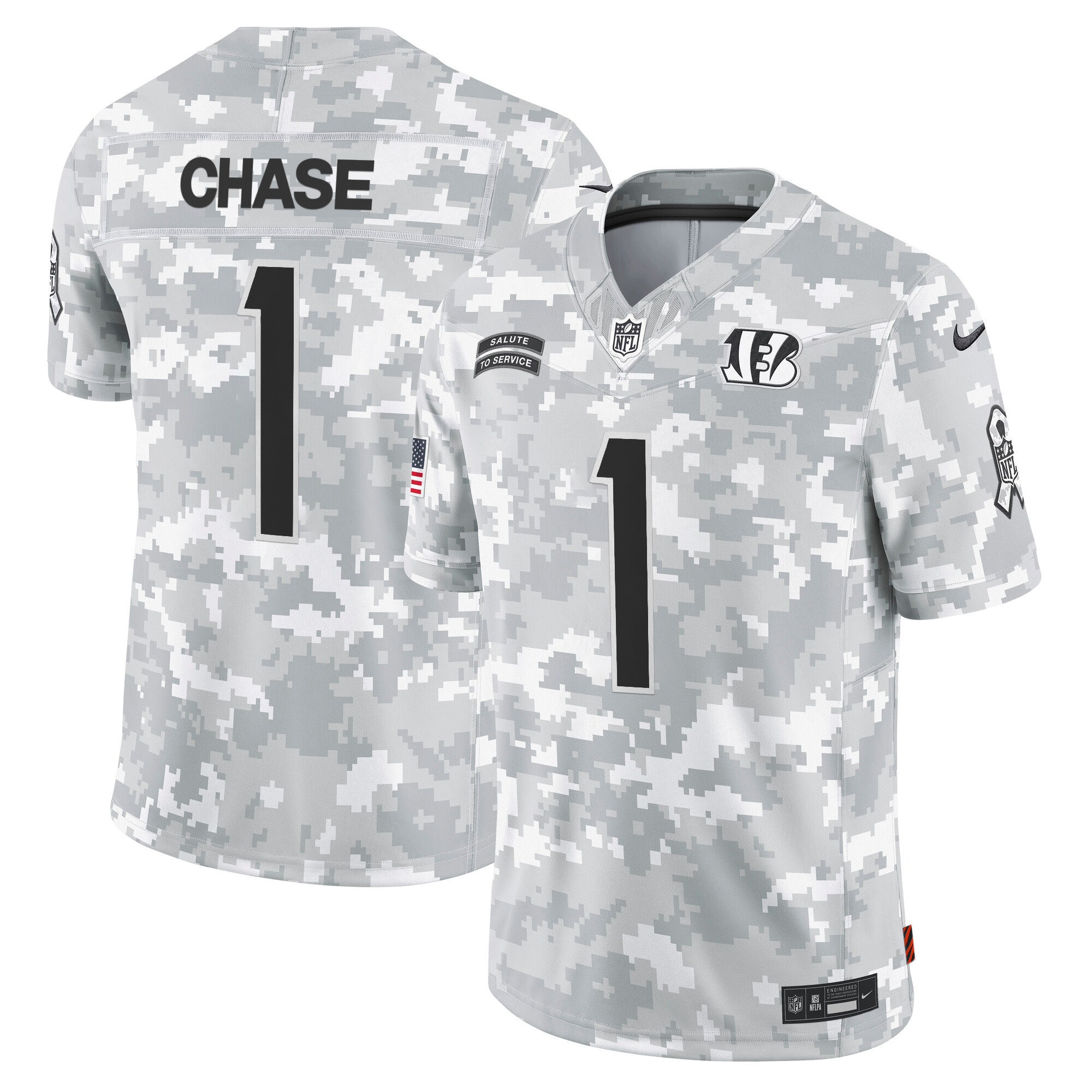 Cincinnati Bengals 2024 Salute to Service Vapor Limited Jersey - Arctic Camo - All Stitched - Image 2