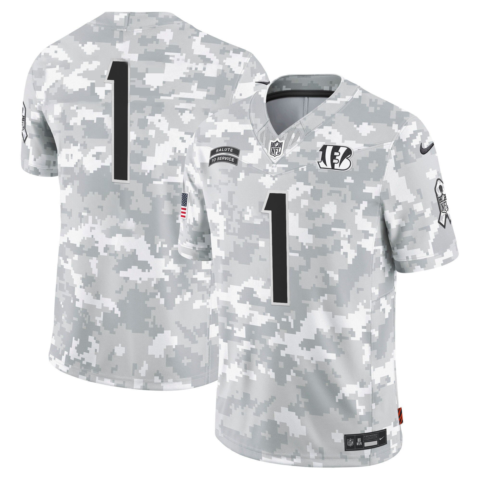 Cincinnati Bengals 2024 Salute to Service Vapor Limited Jersey - Arctic Camo - All Stitched - Image 8