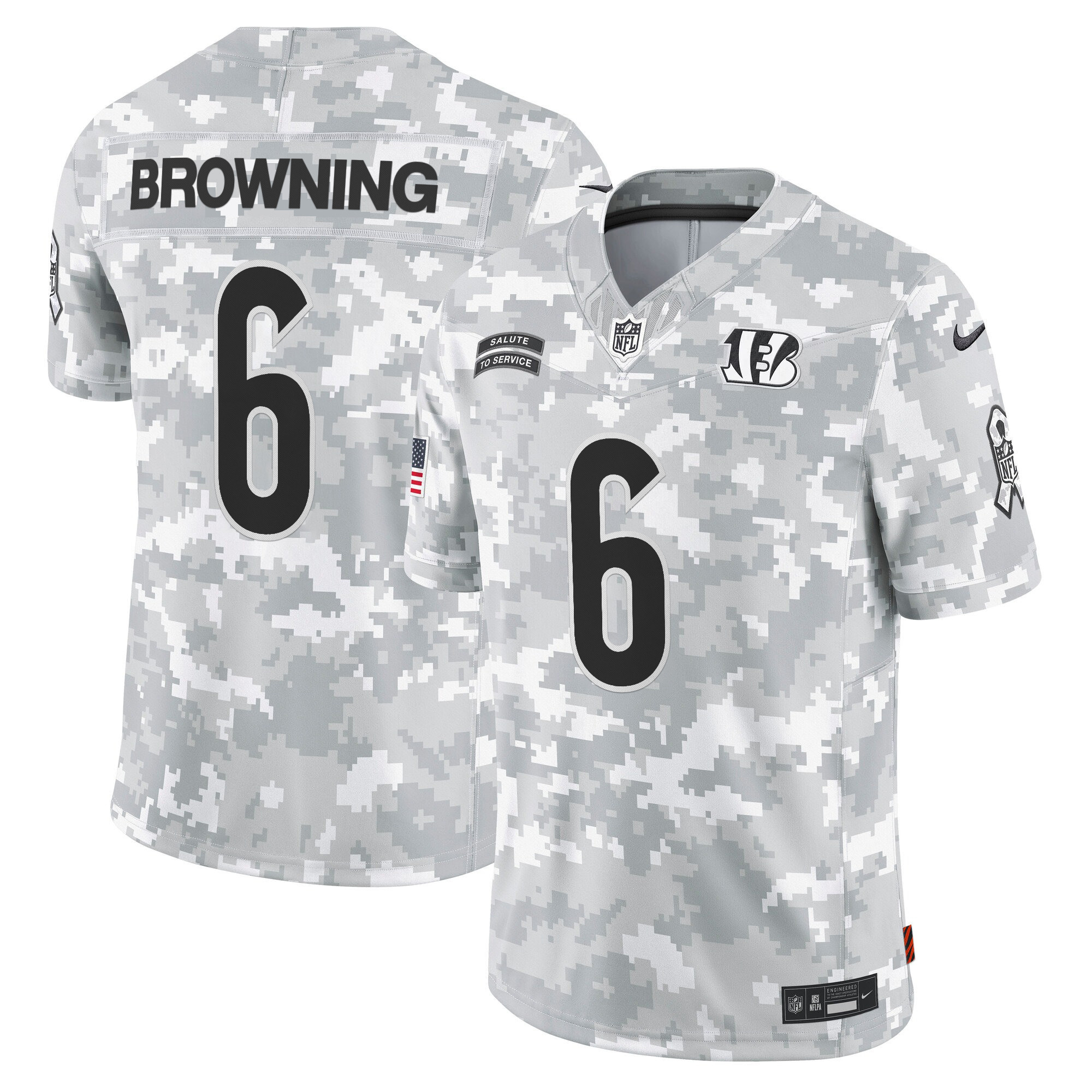 Cincinnati Bengals 2024 Salute to Service Vapor Limited Jersey - Arctic Camo - All Stitched - Image 6