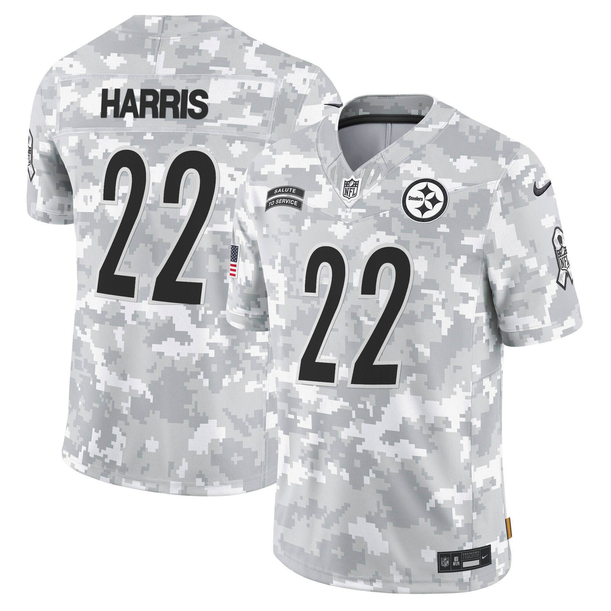 Steelers 2024 Salute to Service Vapor Limited Jersey - Arctic Camo - All Stitched - Image 6