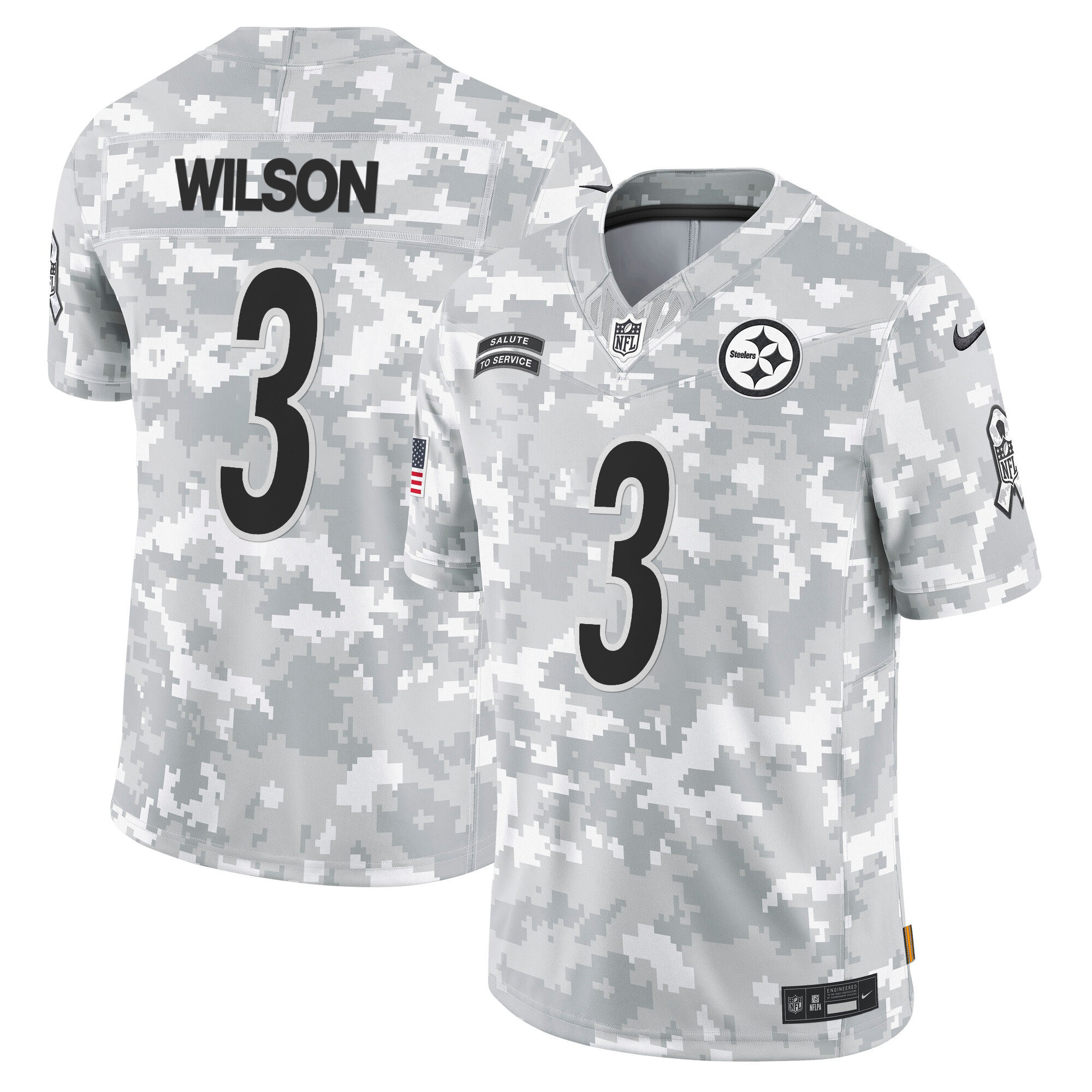Steelers 2024 Salute to Service Vapor Limited Jersey - Arctic Camo - All Stitched
