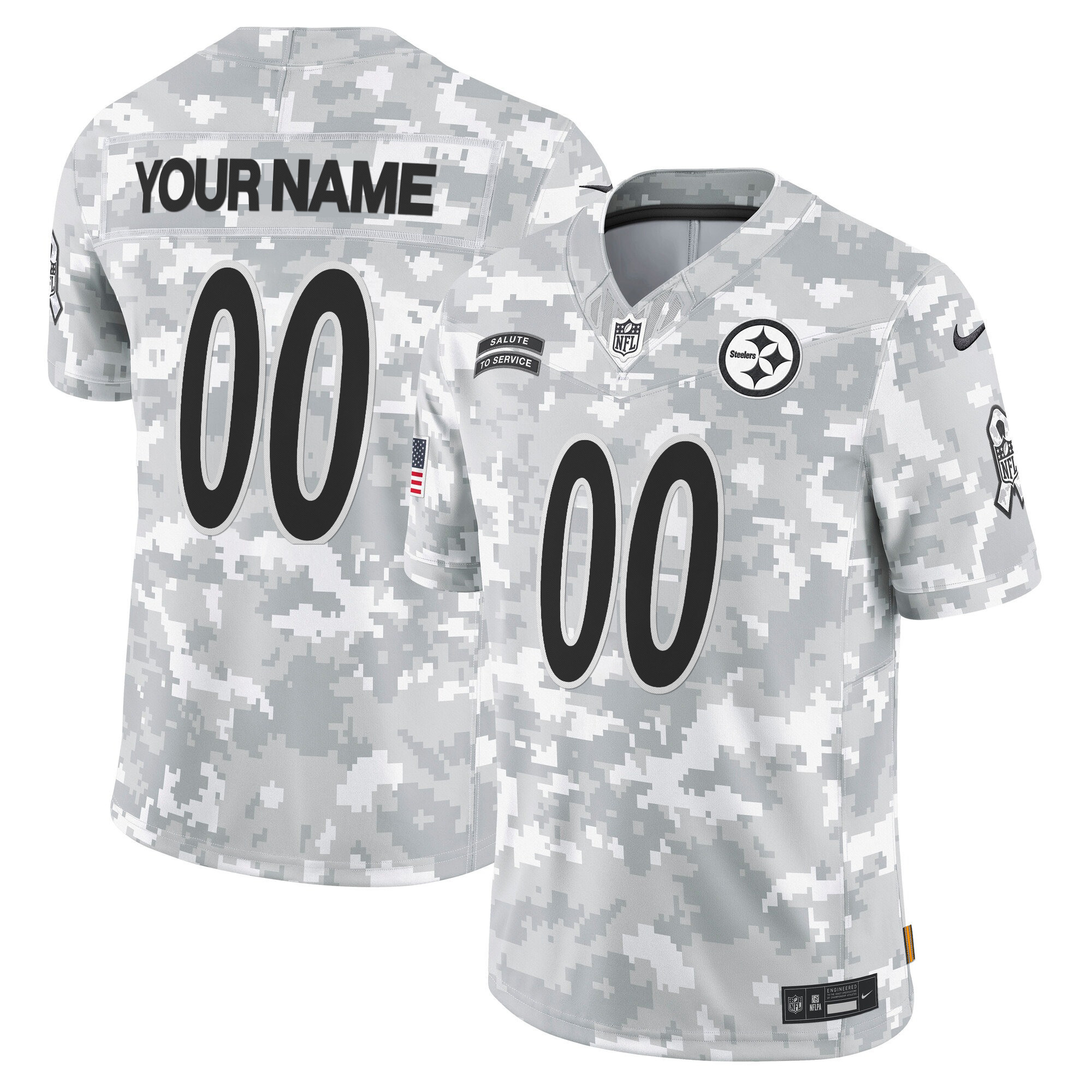 Steelers 2024 Salute to Service Vapor Limited Custom Jersey - Arctic Camo - All Stitched