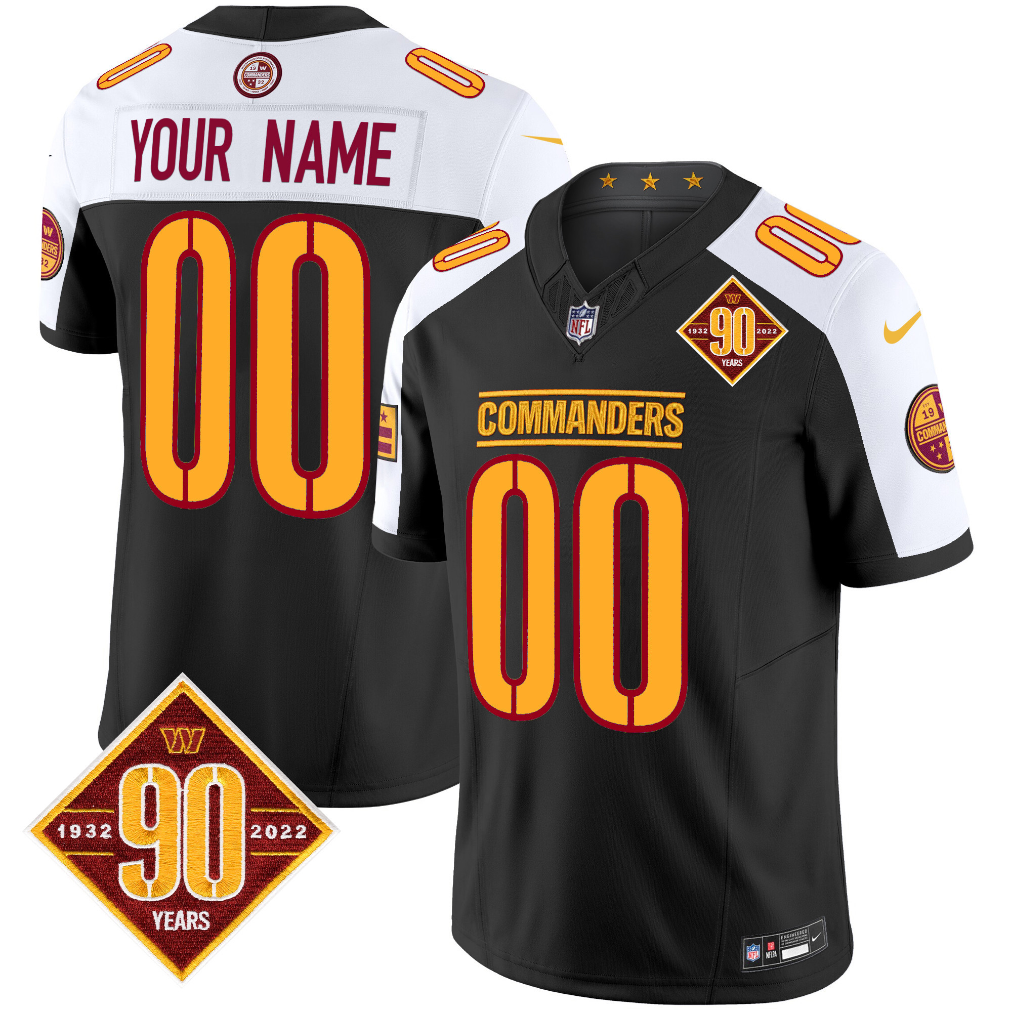 Washington Commanders 90th Anniversary Patch Vapor Limited Custom Jersey - All Stitched - Image 5
