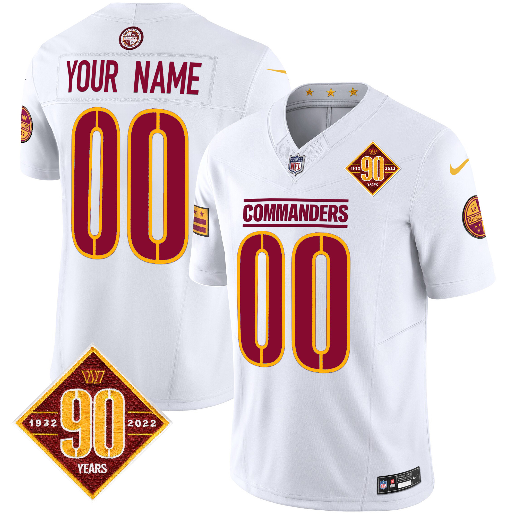 Washington Commanders 90th Anniversary Patch Vapor Limited Custom Jersey - All Stitched - Image 3