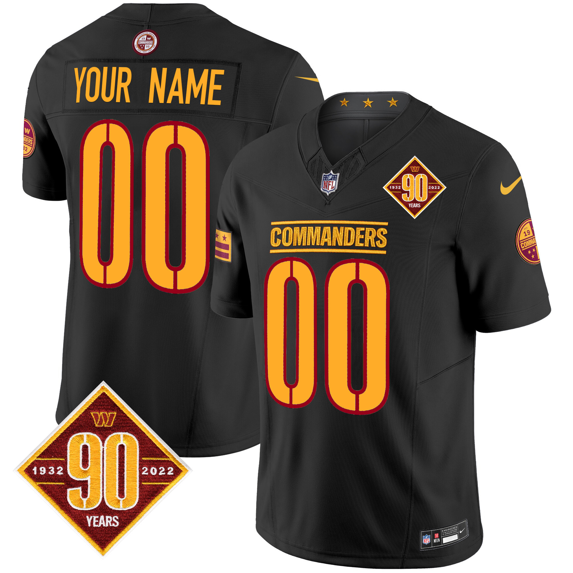 Washington Commanders 90th Anniversary Patch Vapor Limited Custom Jersey - All Stitched - Image 2