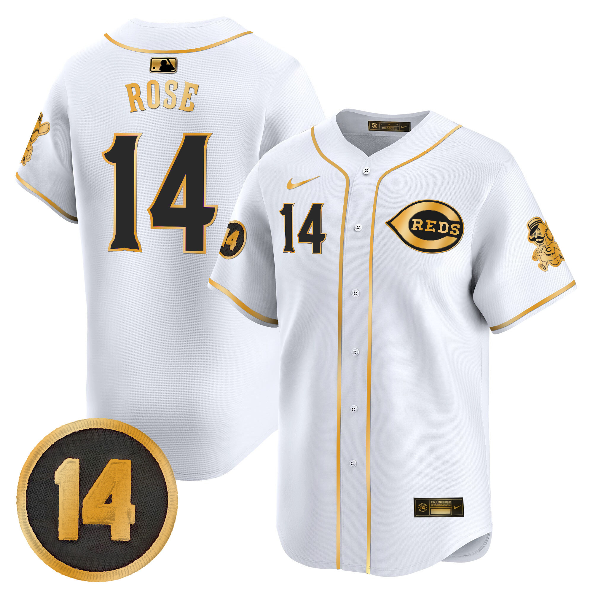 Men's Cincinnati Reds Pete Rose Patch Vapor Premier Limited Jersey - All Stitched - Image 33