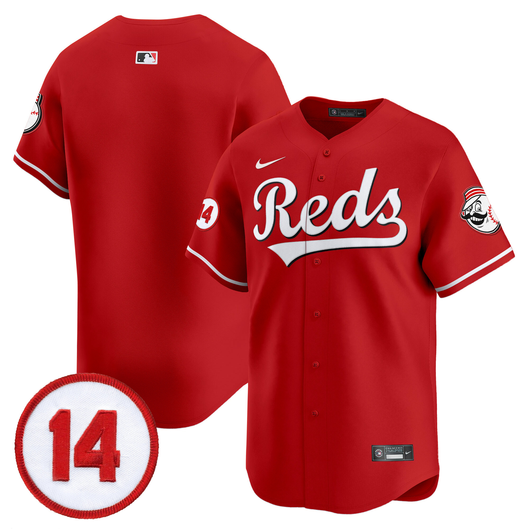 Men's Cincinnati Reds Pete Rose Patch Vapor Premier Limited Jersey - All Stitched - Image 16