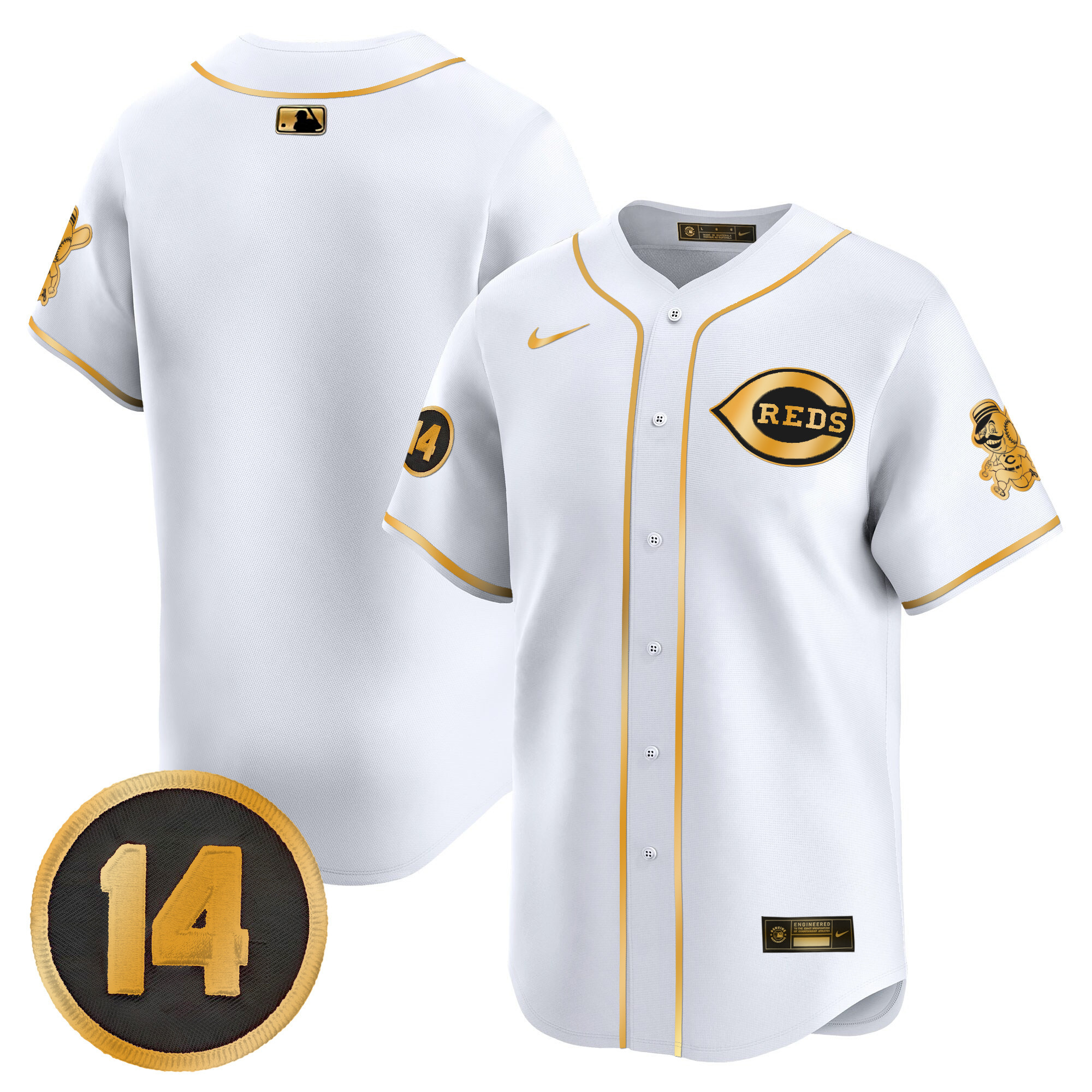 Men's Cincinnati Reds Pete Rose Patch Vapor Premier Limited Jersey - All Stitched - Image 40