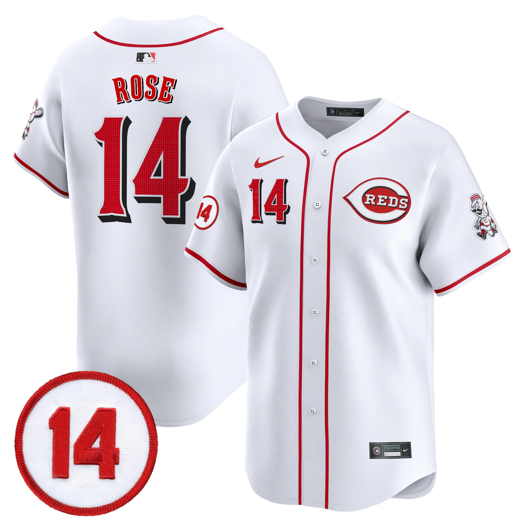 Men's Cincinnati Reds Pete Rose Patch Vapor Premier Limited Jersey - All Stitched