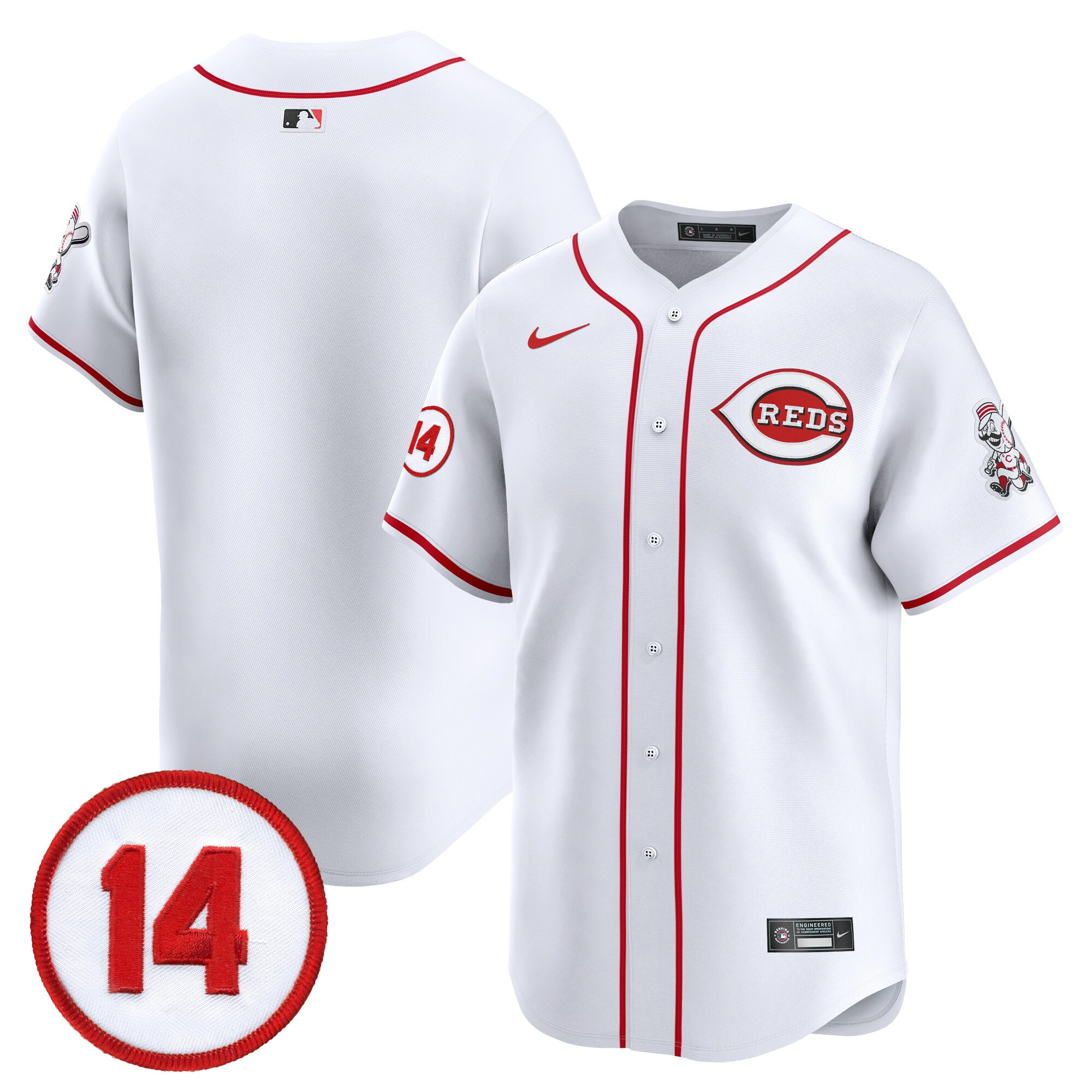 Men's Cincinnati Reds Pete Rose Patch Vapor Premier Limited Jersey - All Stitched - Image 8