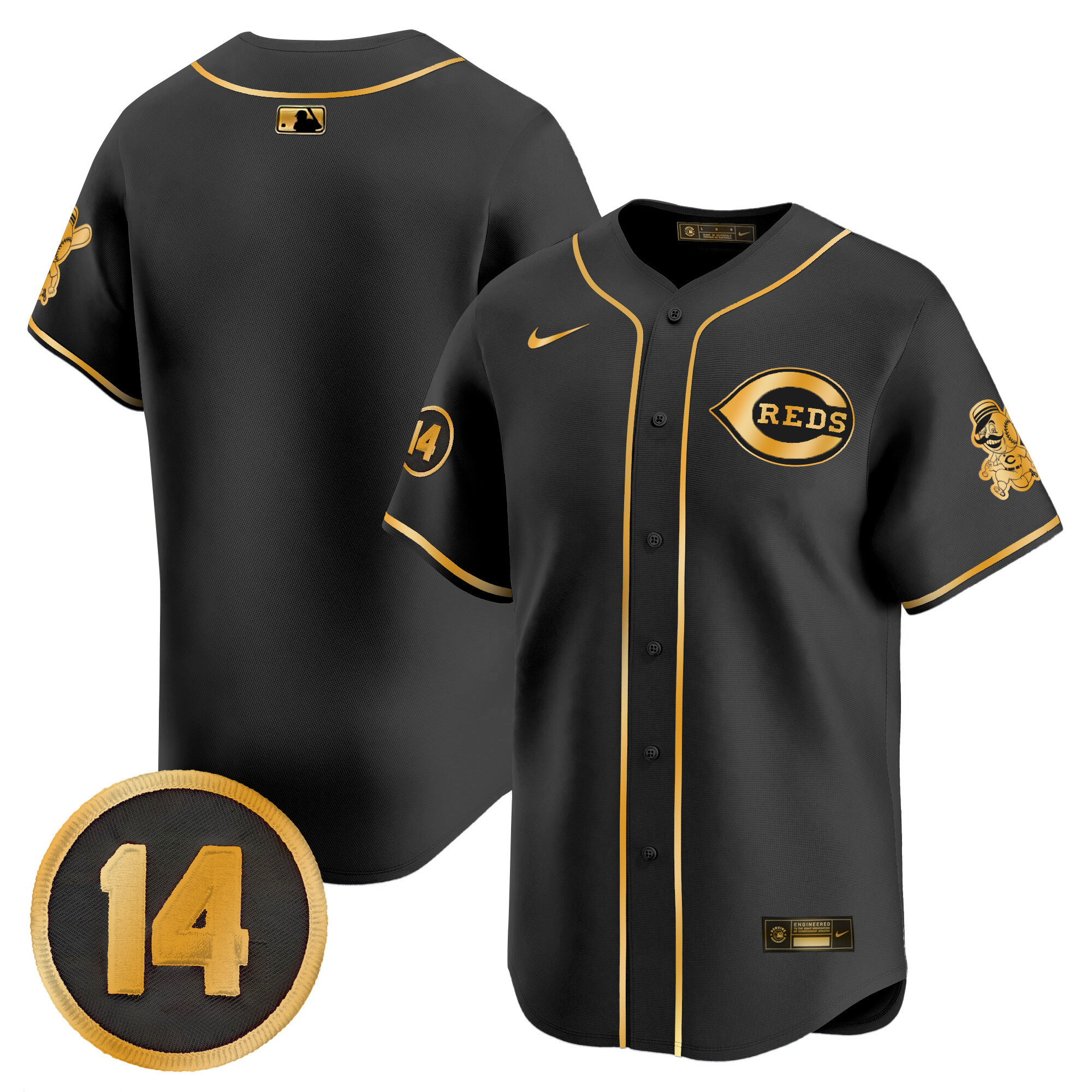 Men's Cincinnati Reds Pete Rose Patch Vapor Premier Limited Jersey - All Stitched - Image 32