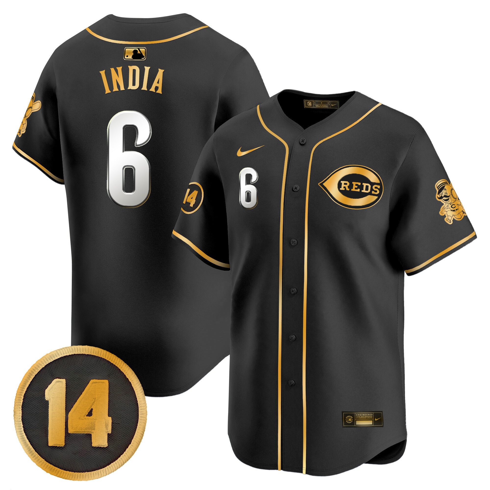 Men's Cincinnati Reds Pete Rose Patch Vapor Premier Limited Jersey - All Stitched - Image 28