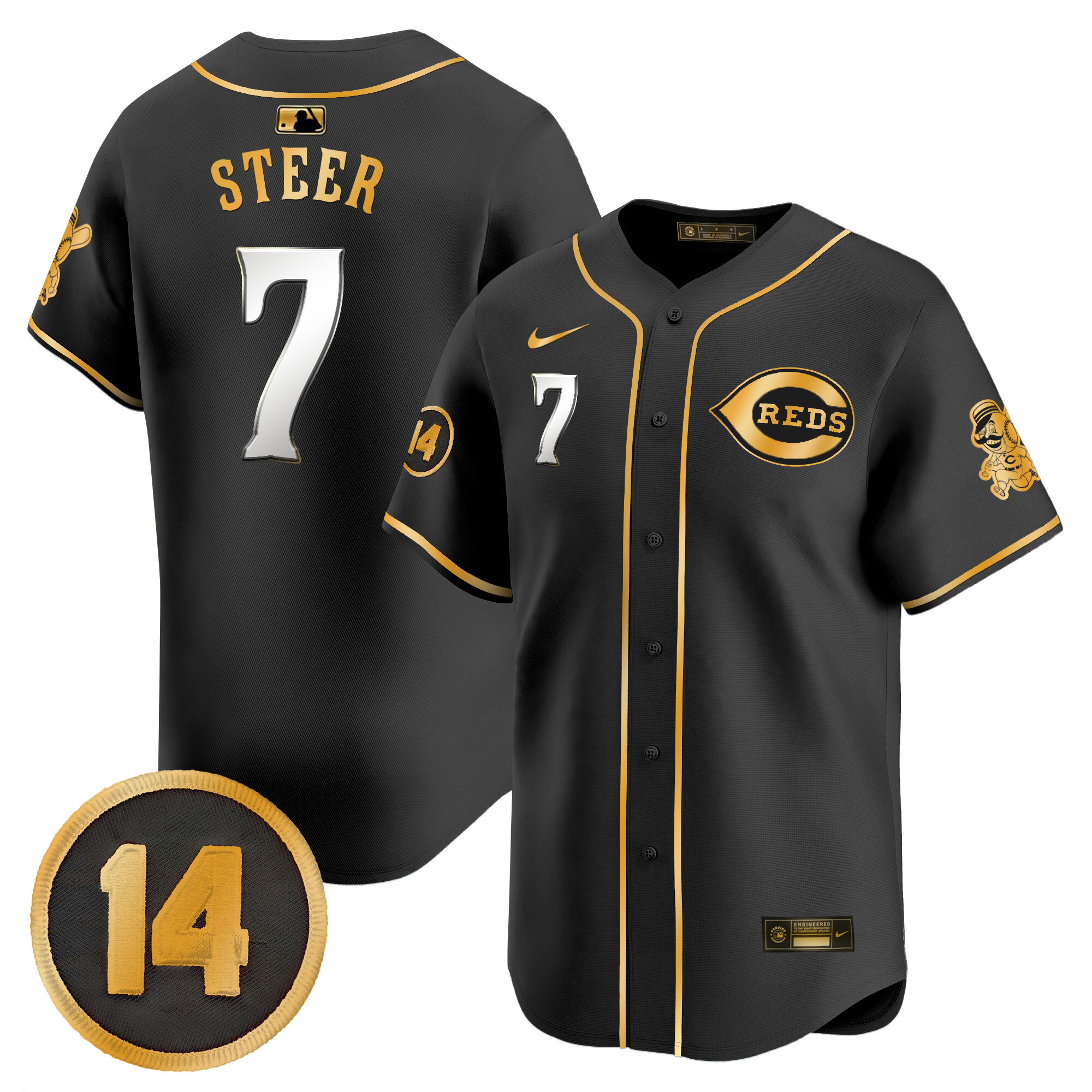 Men's Cincinnati Reds Pete Rose Patch Vapor Premier Limited Jersey - All Stitched - Image 27