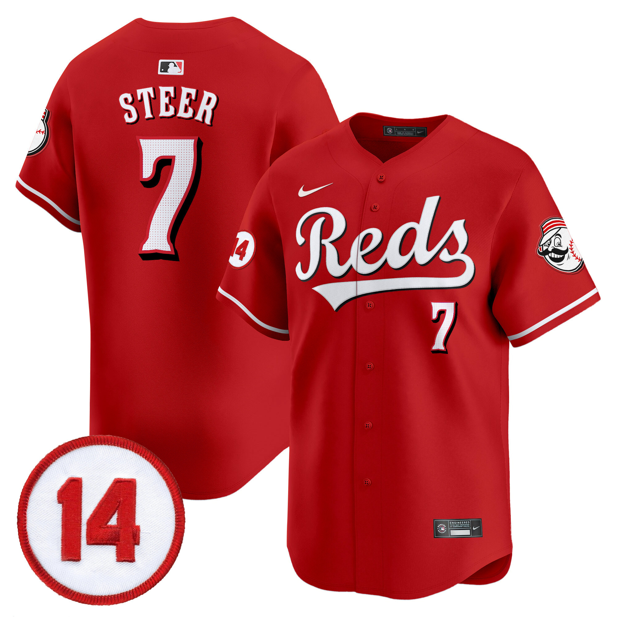 Men's Cincinnati Reds Pete Rose Patch Vapor Premier Limited Jersey - All Stitched - Image 11