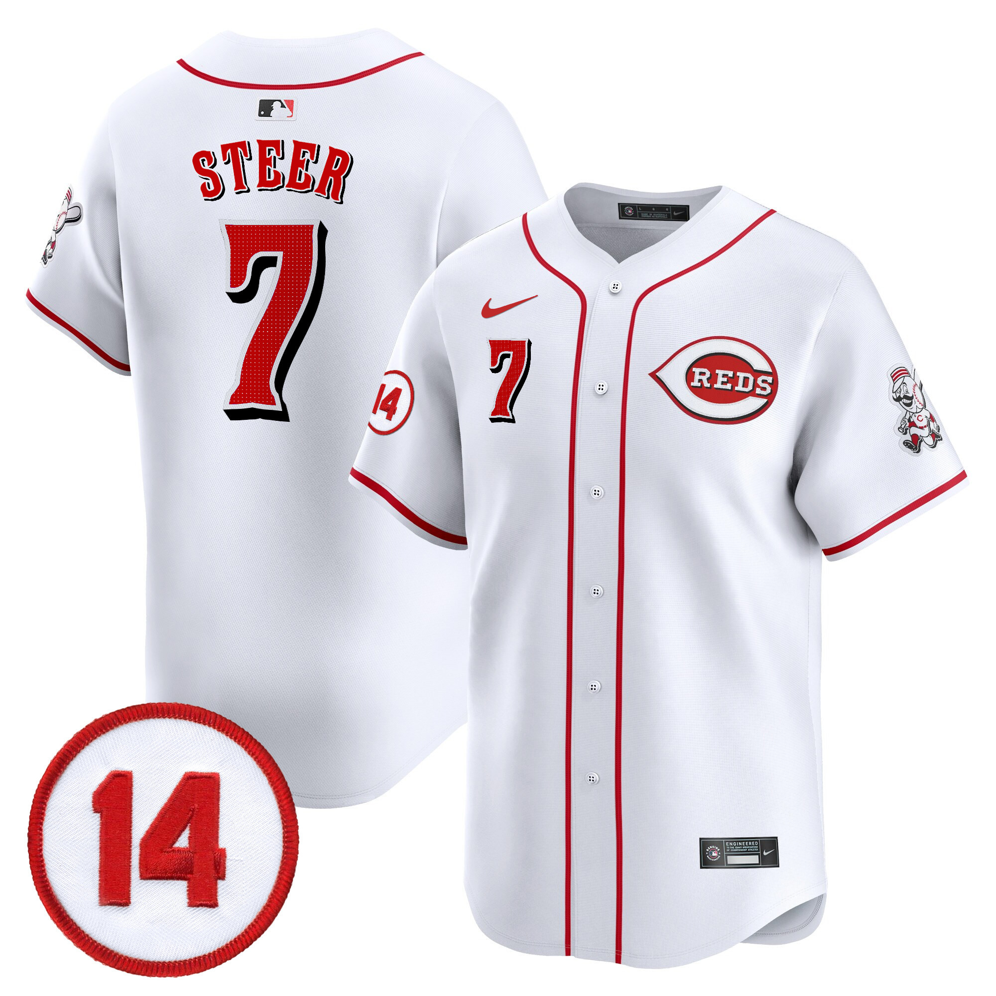 Men's Cincinnati Reds Pete Rose Patch Vapor Premier Limited Jersey - All Stitched - Image 3