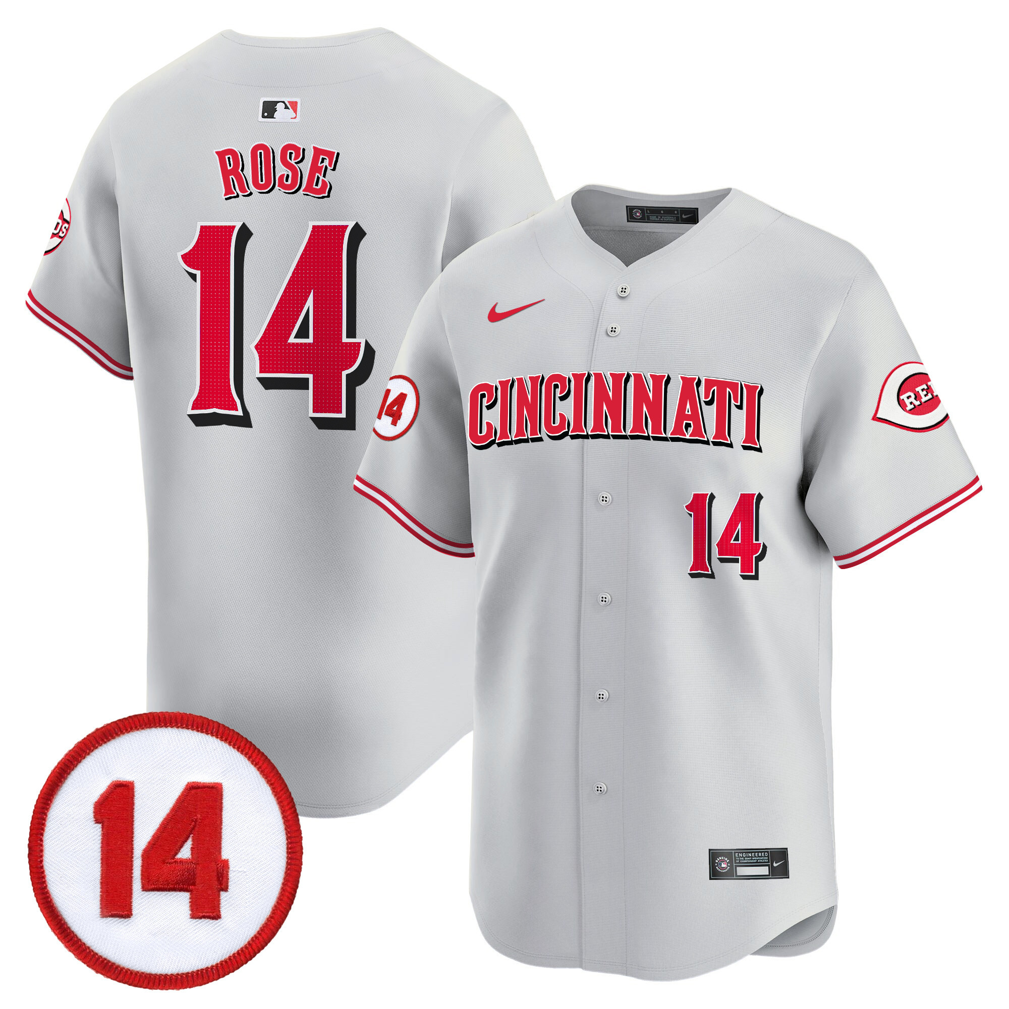 Men's Cincinnati Reds Pete Rose Patch Vapor Premier Limited Jersey - All Stitched - Image 17