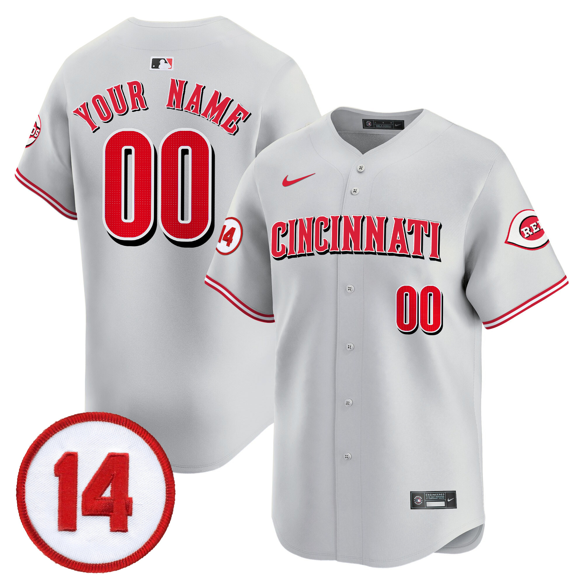 Cincinnati Reds Pete Rose Patch Vapor Premier Limited Custom Jersey - All Stitched - Image 3