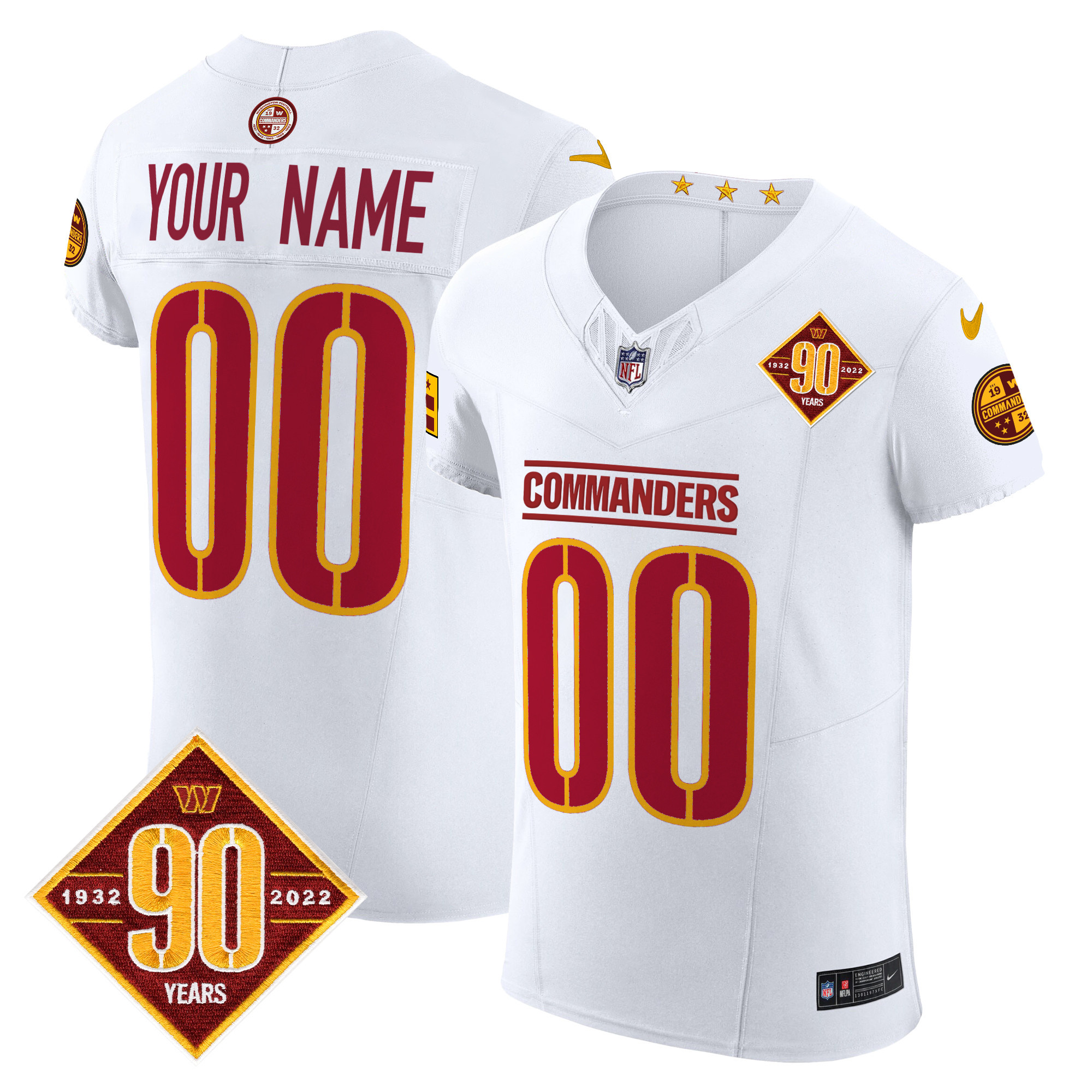 Washington Commanders 90th Anniversary Patch Vapor Elite Custom Jersey - All Stitched - Image 5
