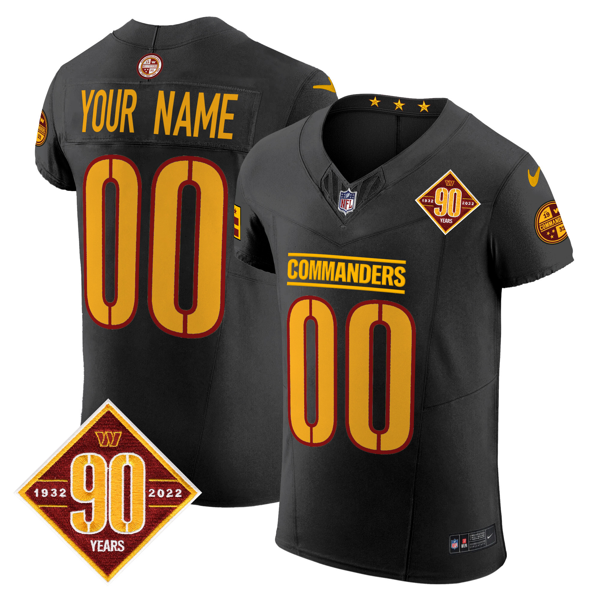 Washington Commanders 90th Anniversary Patch Vapor Elite Custom Jersey - All Stitched - Image 3