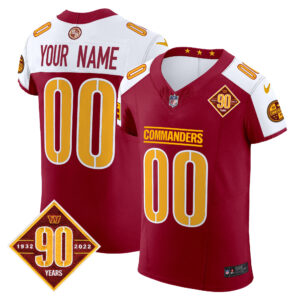 Washington Commanders 90th Anniversary Patch Vapor Elite Custom Jersey - All Stitched