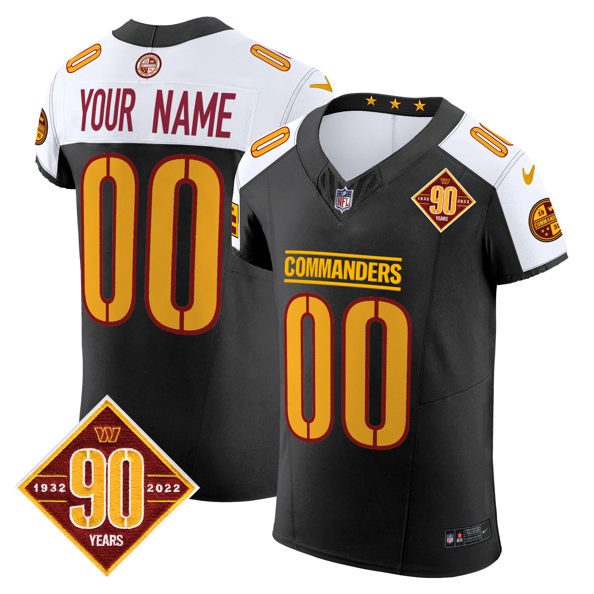 Washington Commanders 90th Anniversary Patch Vapor Elite Custom Jersey - All Stitched - Image 2